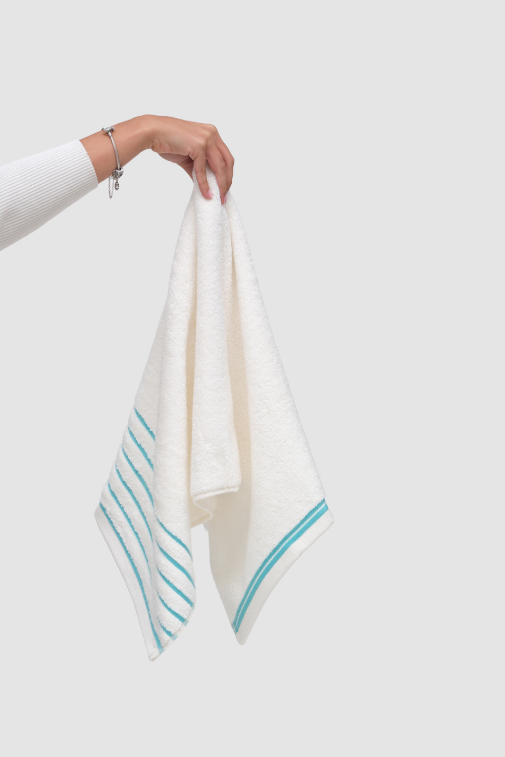 Balme-Rainbow Turkuaz Çizgili Yüz Havlusu-Havlu & Peştamal-3-Milagron.com