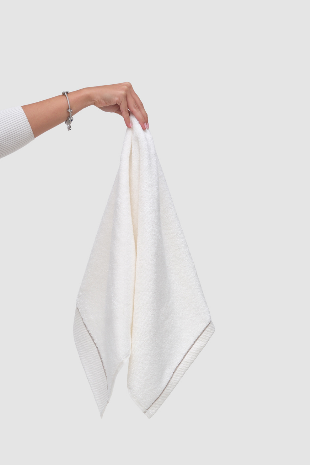 Balme-Smooth Snowflake-bej Çizgili Yüz Havlusu-Havlu & Peştamal-3-Milagron.com