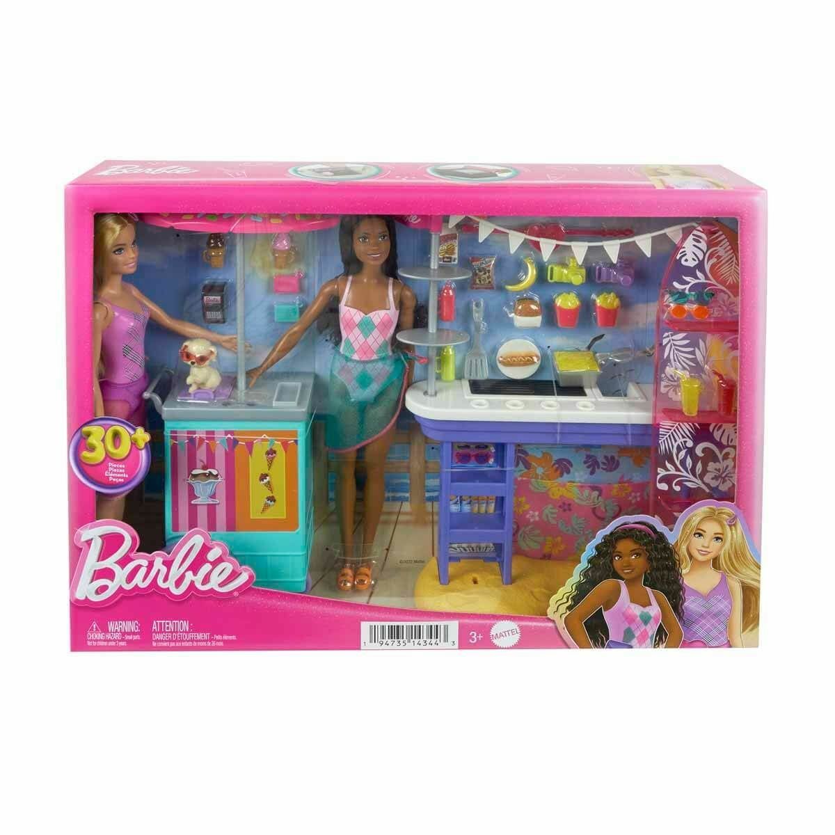 Barbie-Barbie Brooklyn Ve Malibu'nun Sahildeki Yiyecek Standı-Oyuncak Bebek ve Oyun Setleri-1-Milagron.com