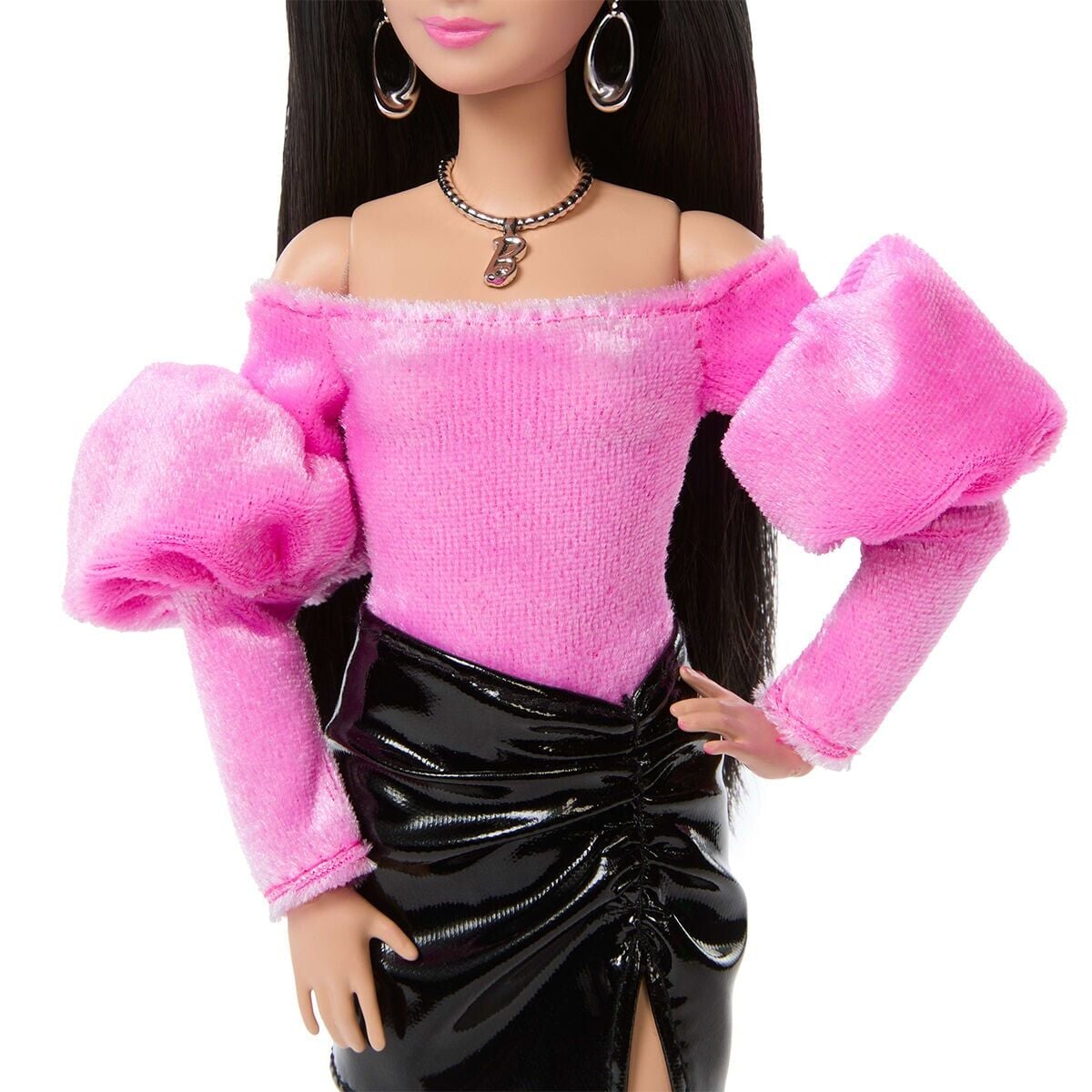 Jjn76 Barbie Deluxe Style - Siyah Metalik Elbise