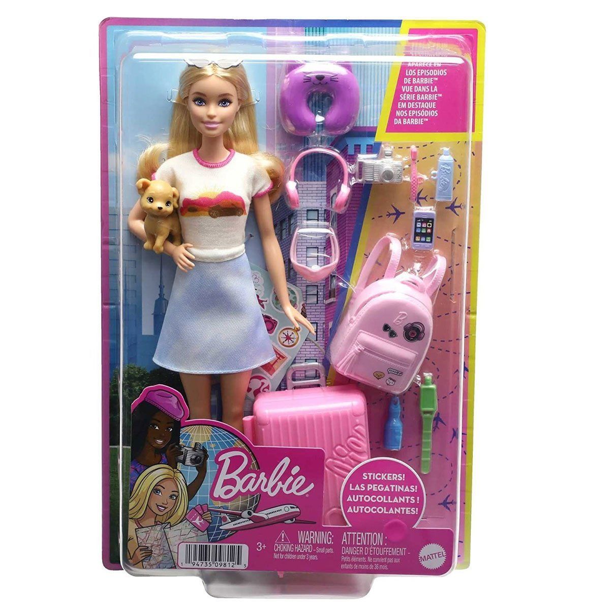 Barbie-Barbie Seyahatte Bebeği Ve Aksesuarları-Oyuncak Bebek ve Oyun Setleri-1-Milagron.com