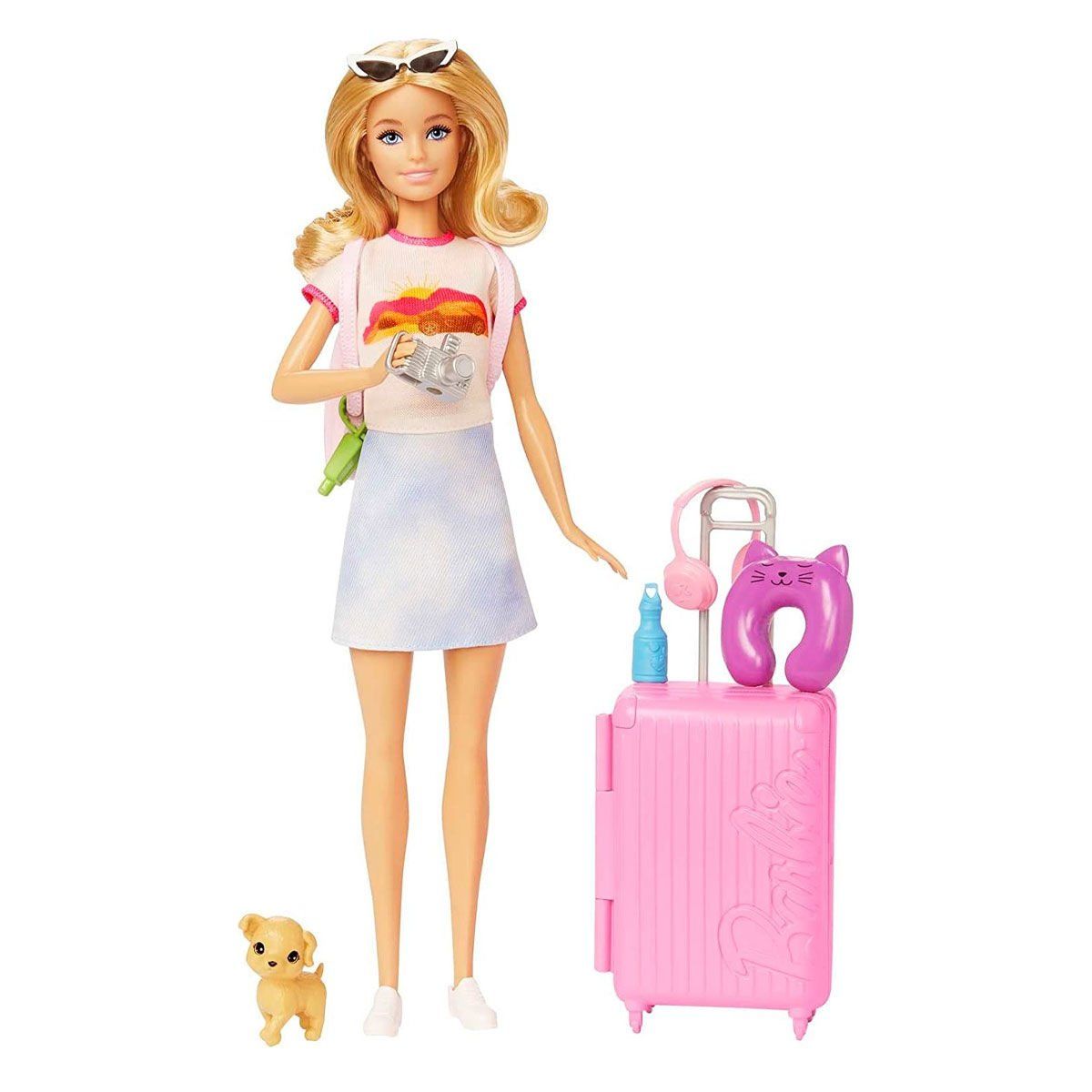 Barbie-Barbie Seyahatte Bebeği Ve Aksesuarları-Oyuncak Bebek ve Oyun Setleri-3-Milagron.com
