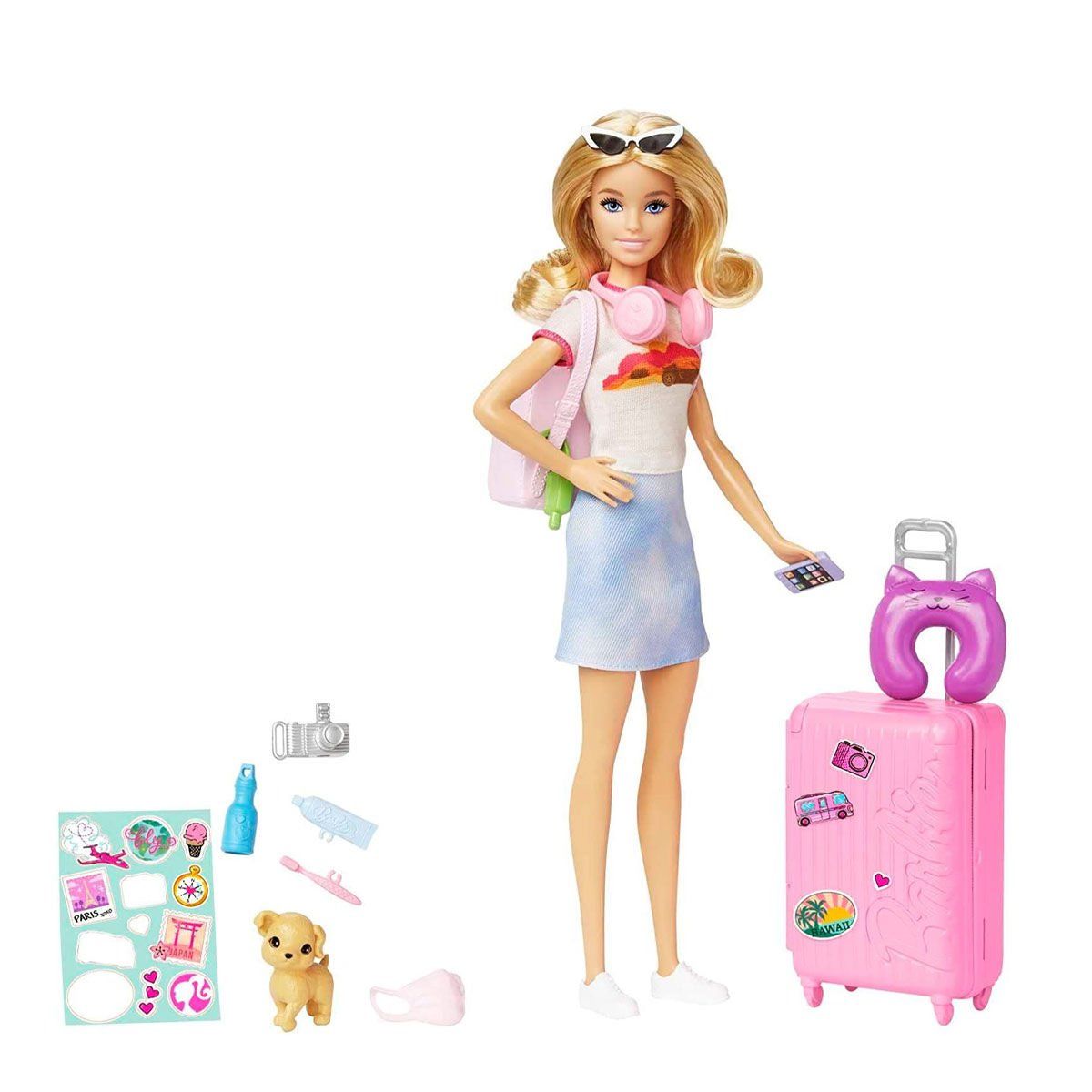 Barbie-Barbie Seyahatte Bebeği Ve Aksesuarları-Oyuncak Bebek ve Oyun Setleri-4-Milagron.com