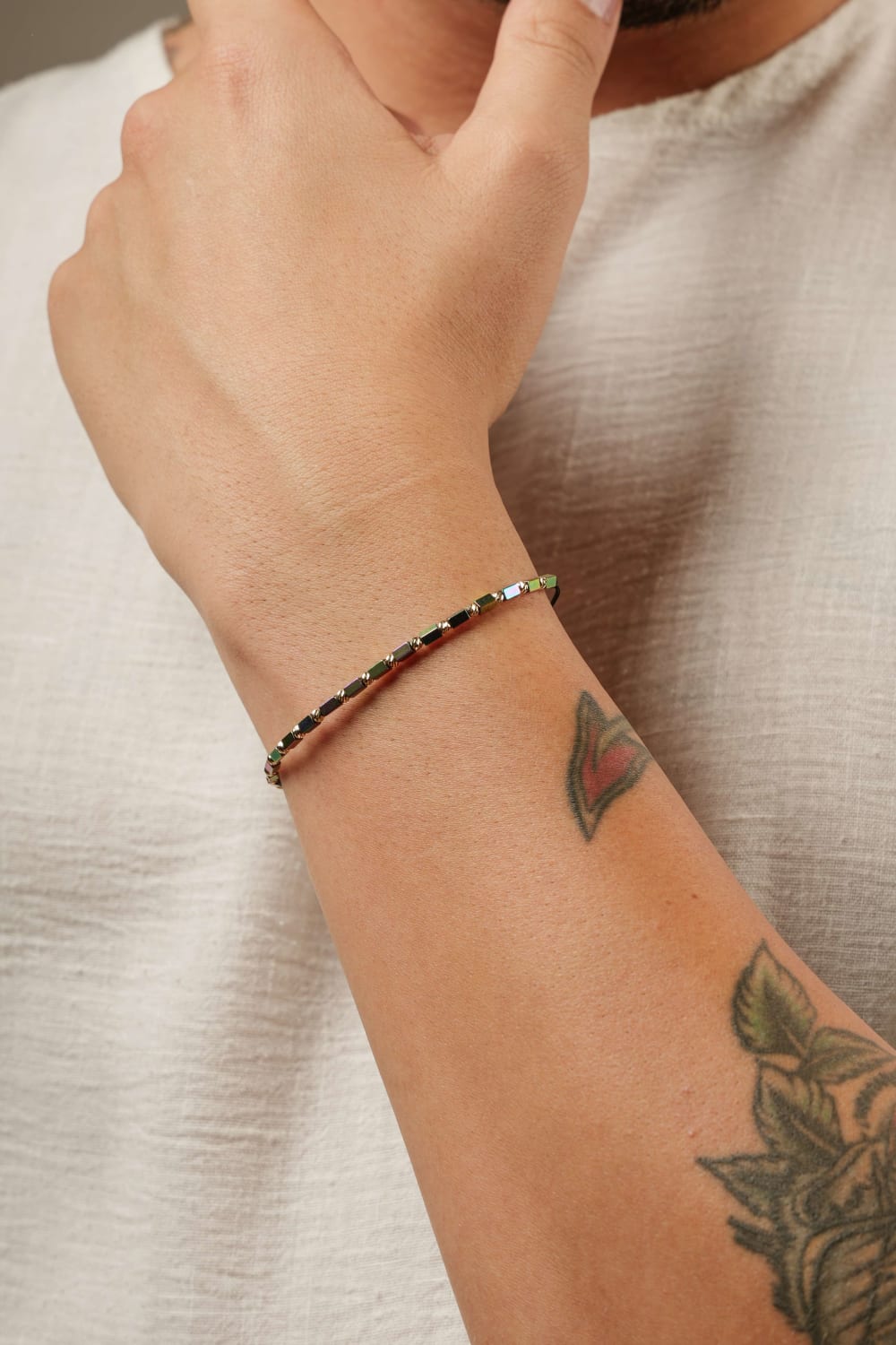 Başbuğ Mücevher-14 Ayar Altın Dorikalı Hematit Bileklik-Bileklik-2-Milagron.com