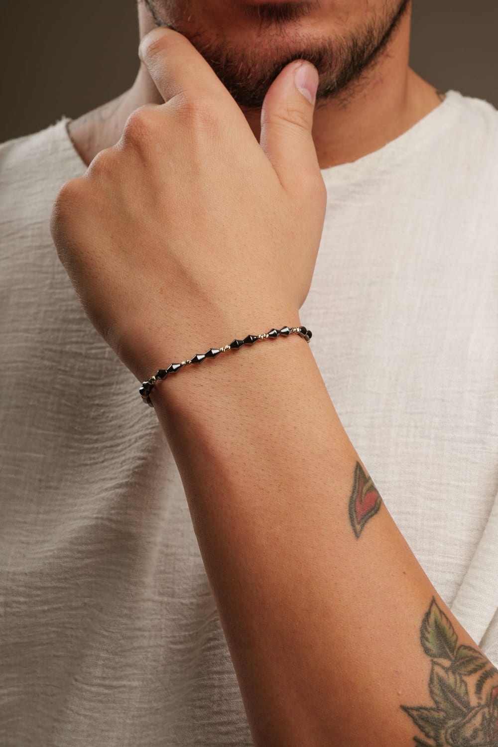 Başbuğ Mücevher-14 Ayar Altın Dorikalı Hematit Bileklik-Bileklik-2-Milagron.com