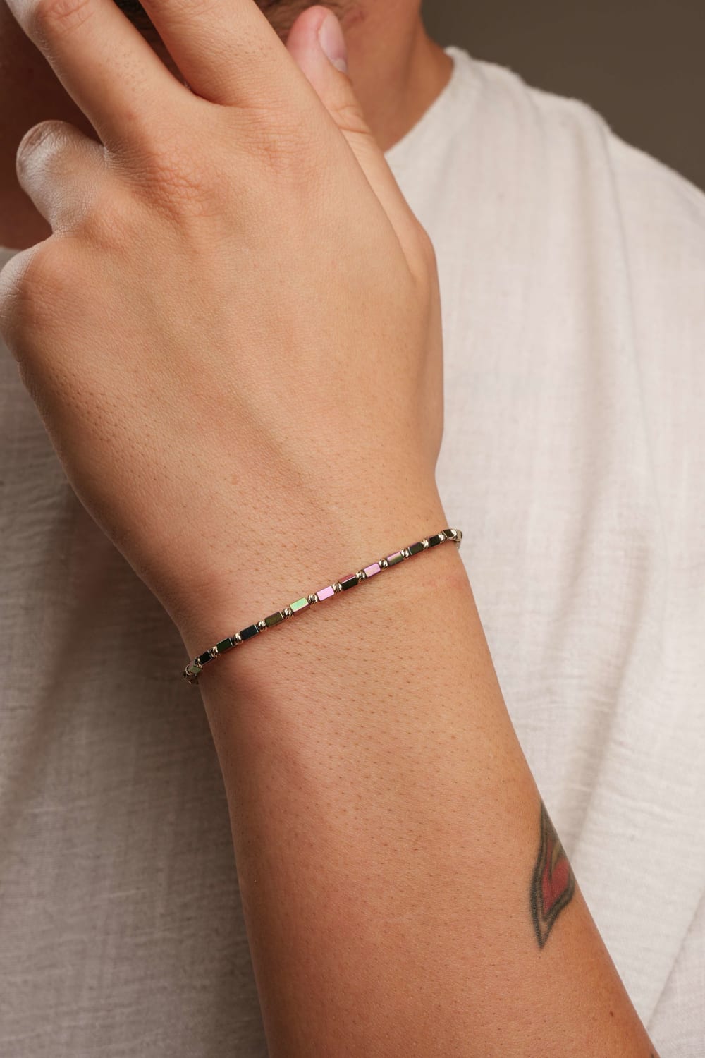 Başbuğ Mücevher-14 Ayar Altın Dorikalı Hematit Bileklik-Bileklik-3-Milagron.com