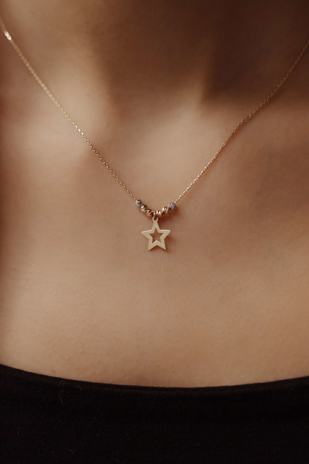 Başbuğ Mücevher-14 Ayar Altın Dorikalı Yıldız Kolye-Kolye-2-Milagron.com