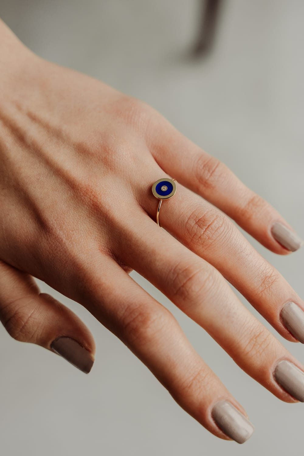 Başbuğ Mücevher-14 Ayar Altın Lacivert Mineli Yüzük-Yüzük-1-Milagron.com