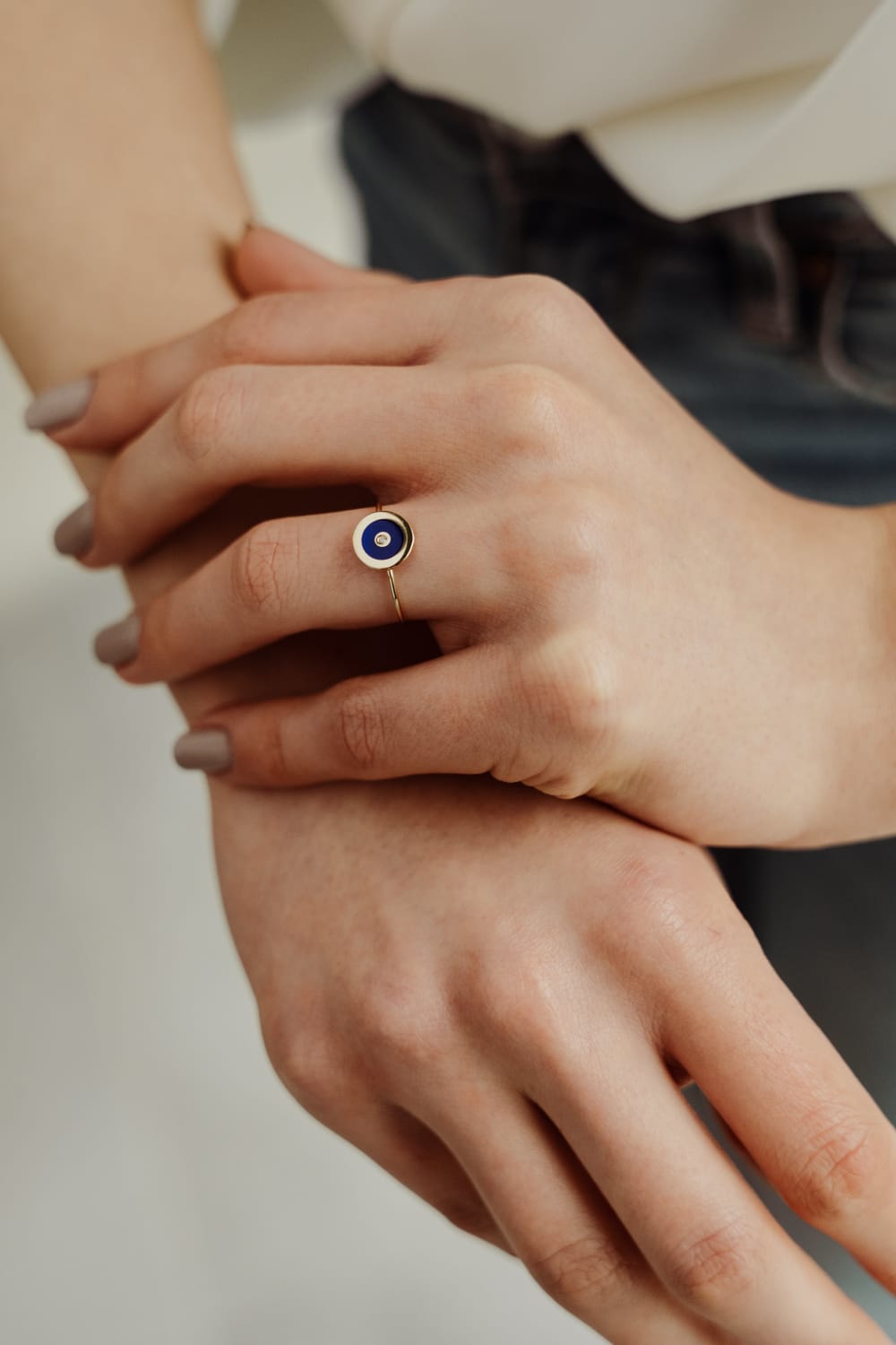 Başbuğ Mücevher-14 Ayar Altın Lacivert Mineli Yüzük-Yüzük-2-Milagron.com