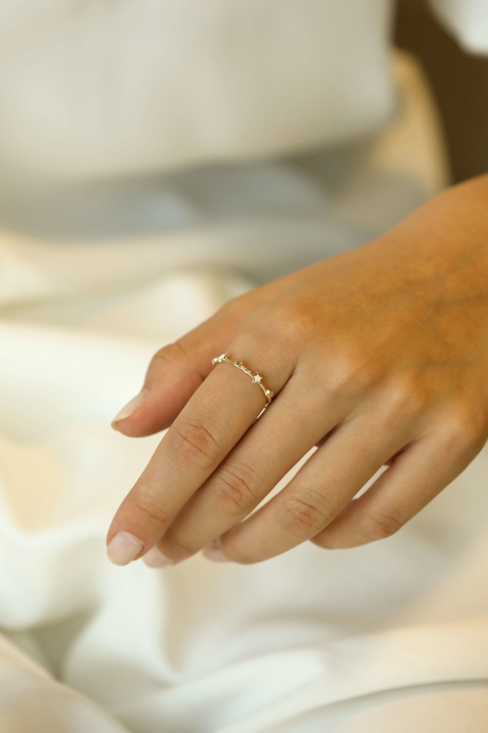 Başbuğ Mücevher-14 Ayar Altın Mineli Minimal Yıldız Yüzük-Yüzük-1-Milagron.com