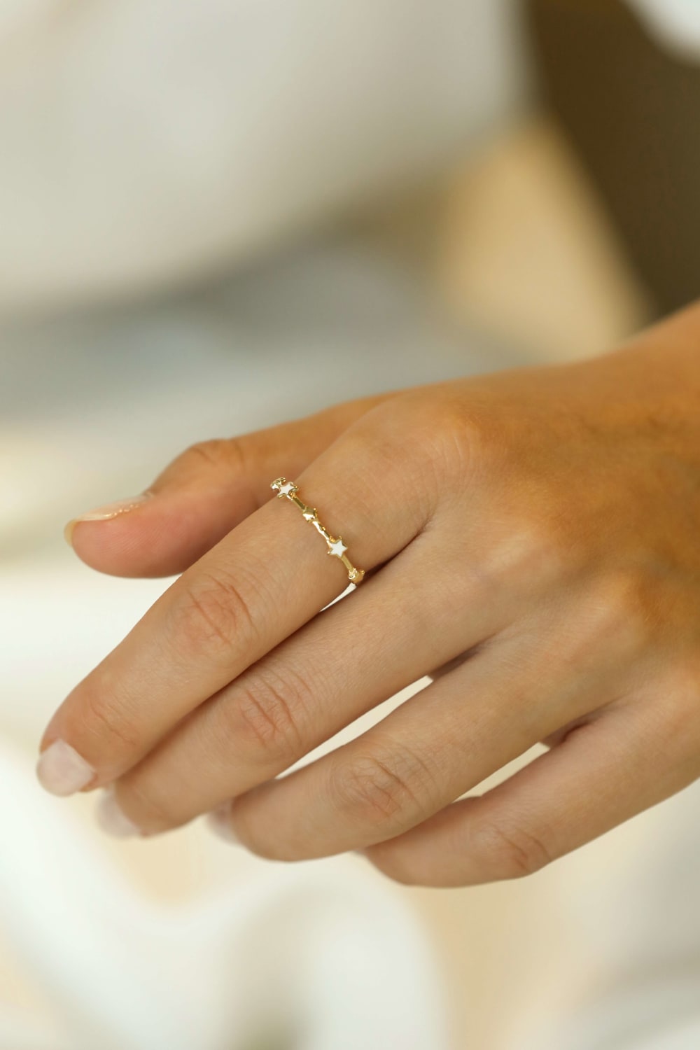 Başbuğ Mücevher-14 Ayar Altın Mineli Minimal Yıldız Yüzük-Yüzük-2-Milagron.com