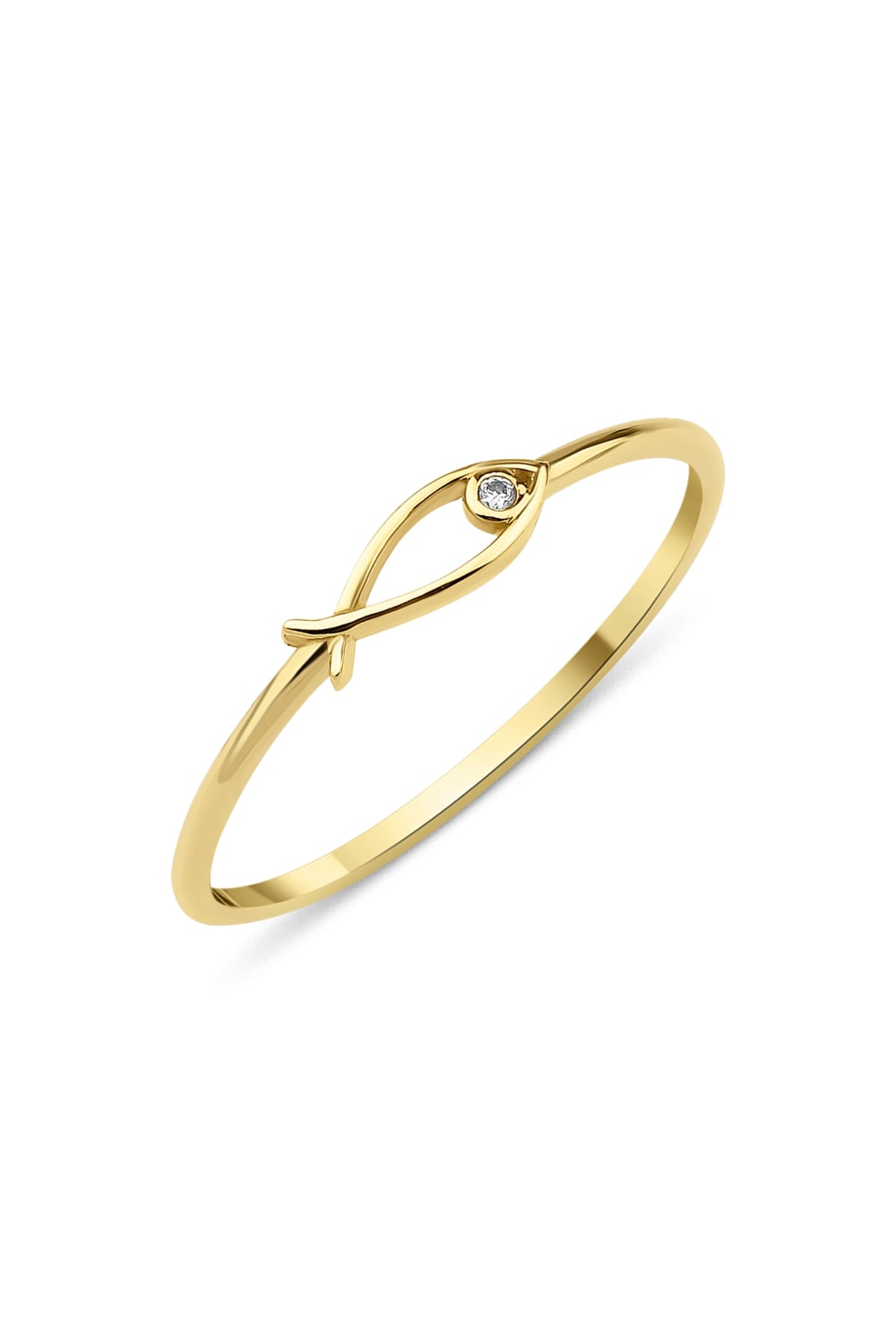 Başbuğ Mücevher-14 Ayar Altın Minimal Balık Yüzük-Yüzük-1-Milagron.com