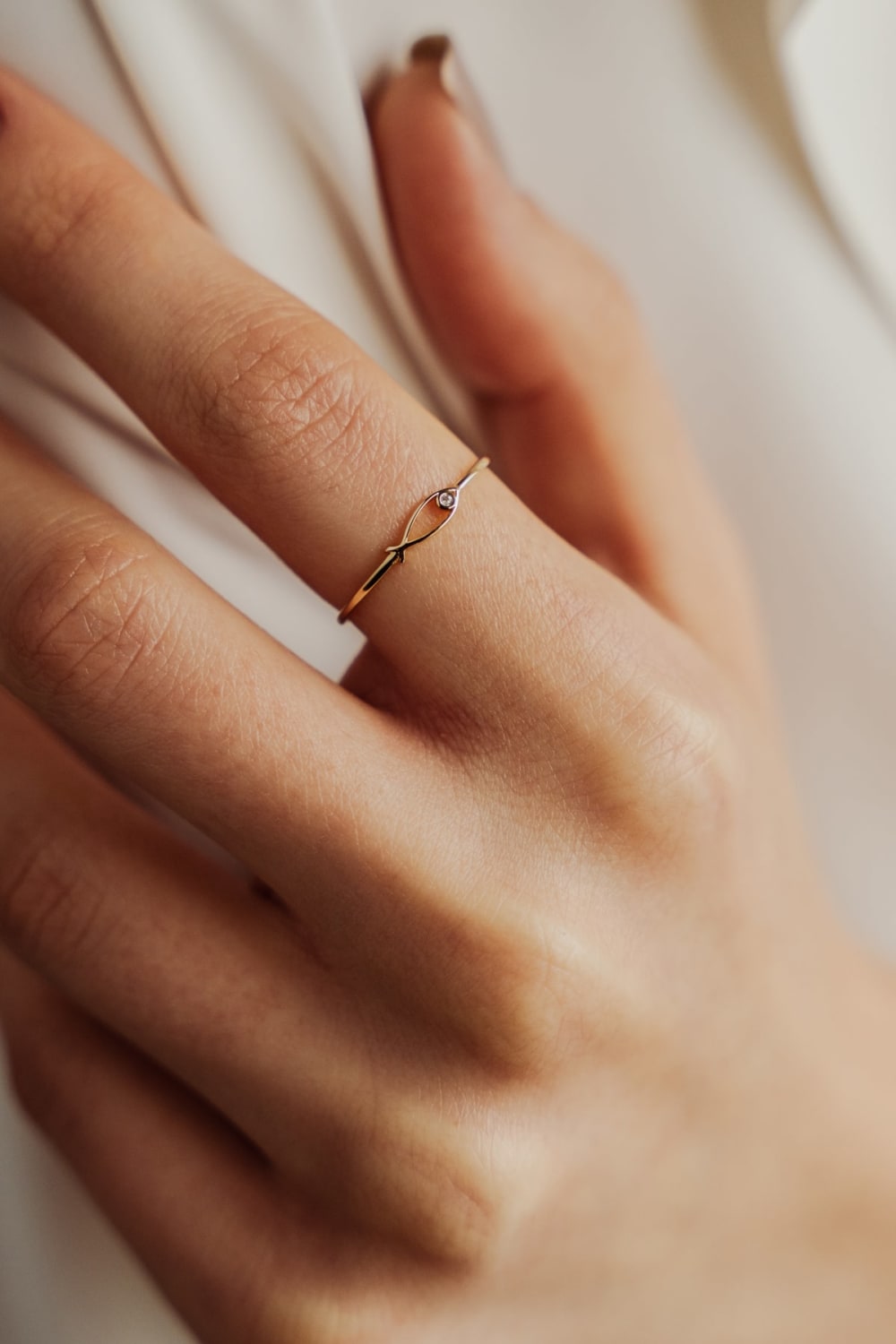 Başbuğ Mücevher-14 Ayar Altın Minimal Balık Yüzük-Yüzük-2-Milagron.com