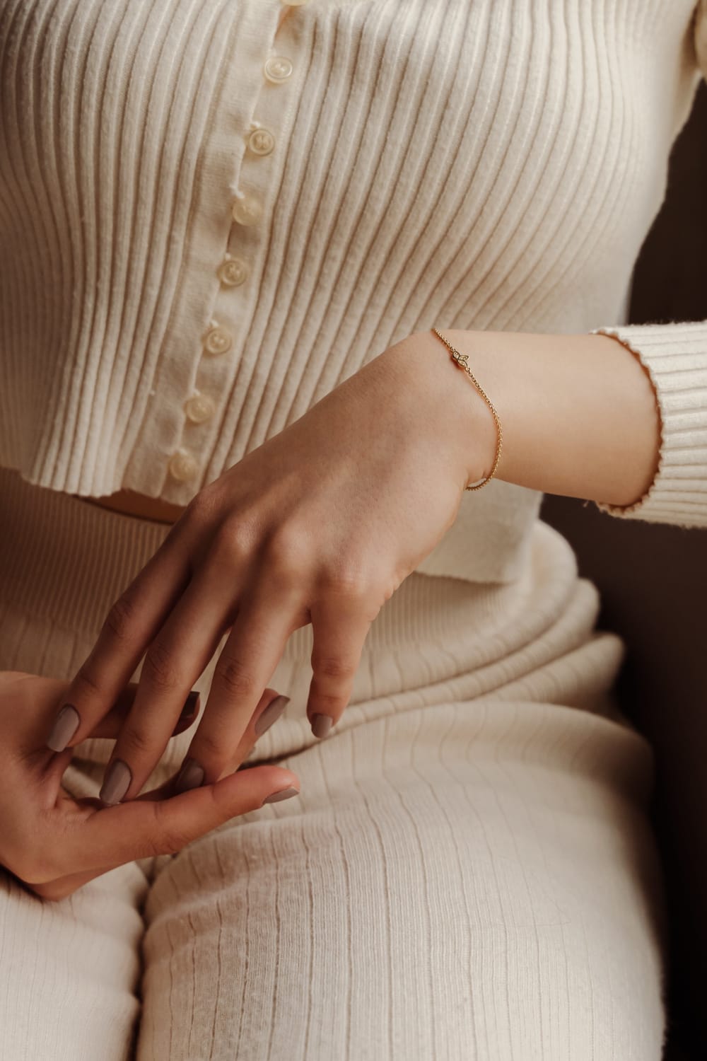 Başbuğ Mücevher-14 Ayar Altın Minimal Lotus Bileklik-Bileklik-3-Milagron.com