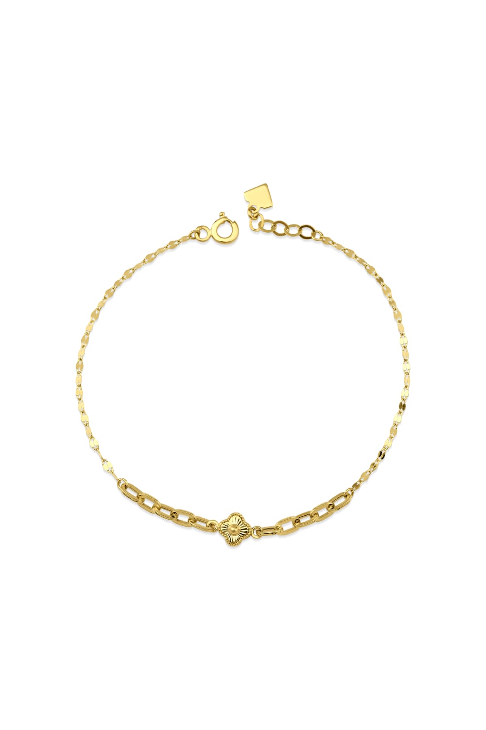 Başbuğ Mücevher-14 Ayar Altın Minimal Yonca Bileklik-Bileklik-1-Milagron.com