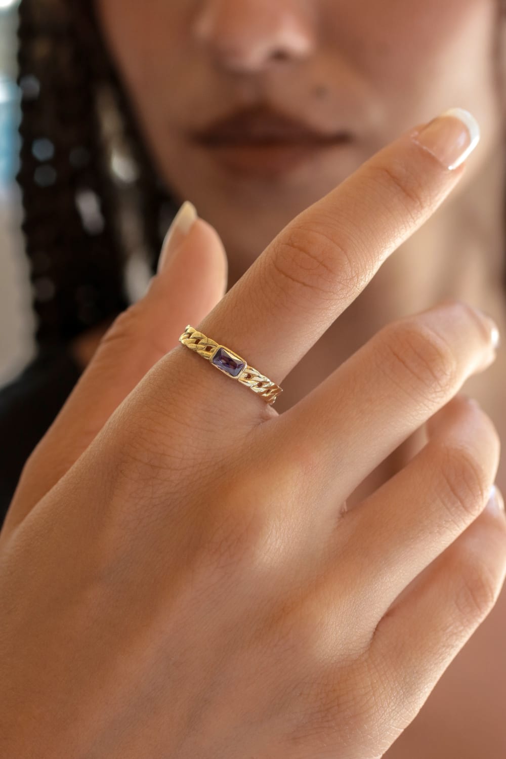 Başbuğ Mücevher-14 Ayar Altın Mor Taşlı Yüzük-Yüzük-1-Milagron.com