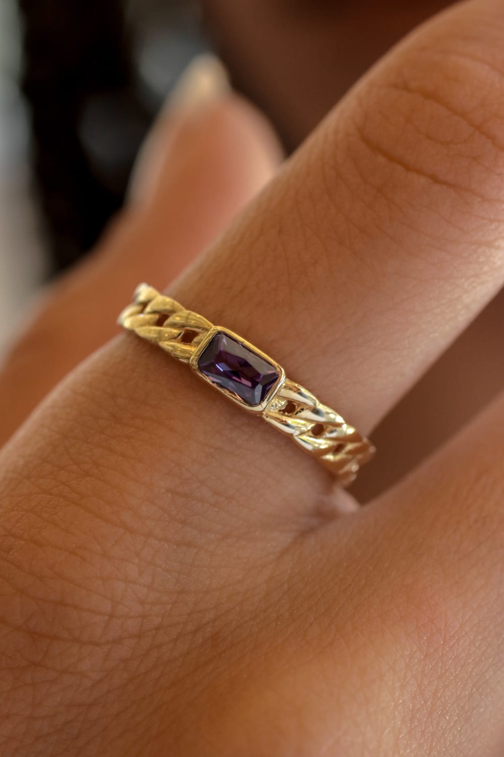 Başbuğ Mücevher-14 Ayar Altın Mor Taşlı Yüzük-Yüzük-2-Milagron.com