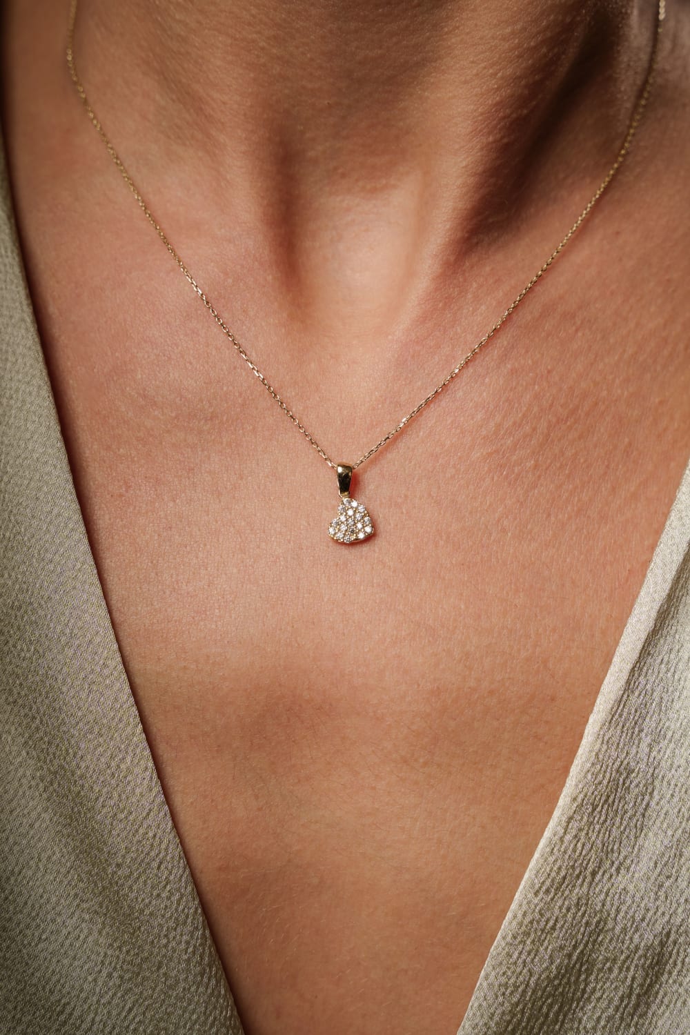 Başbuğ Mücevher-14 Ayar Altın Taşlı Kalp Kolye-Kolye-1-Milagron.com