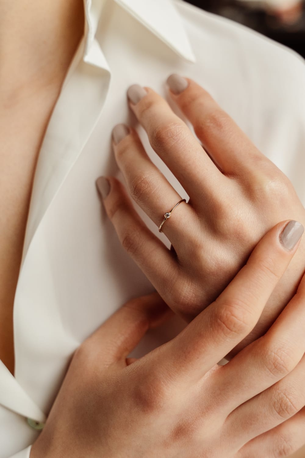 Başbuğ Mücevher-14 Ayar Altın Taşlı Minimal Yüzük-Yüzük-2-Milagron.com