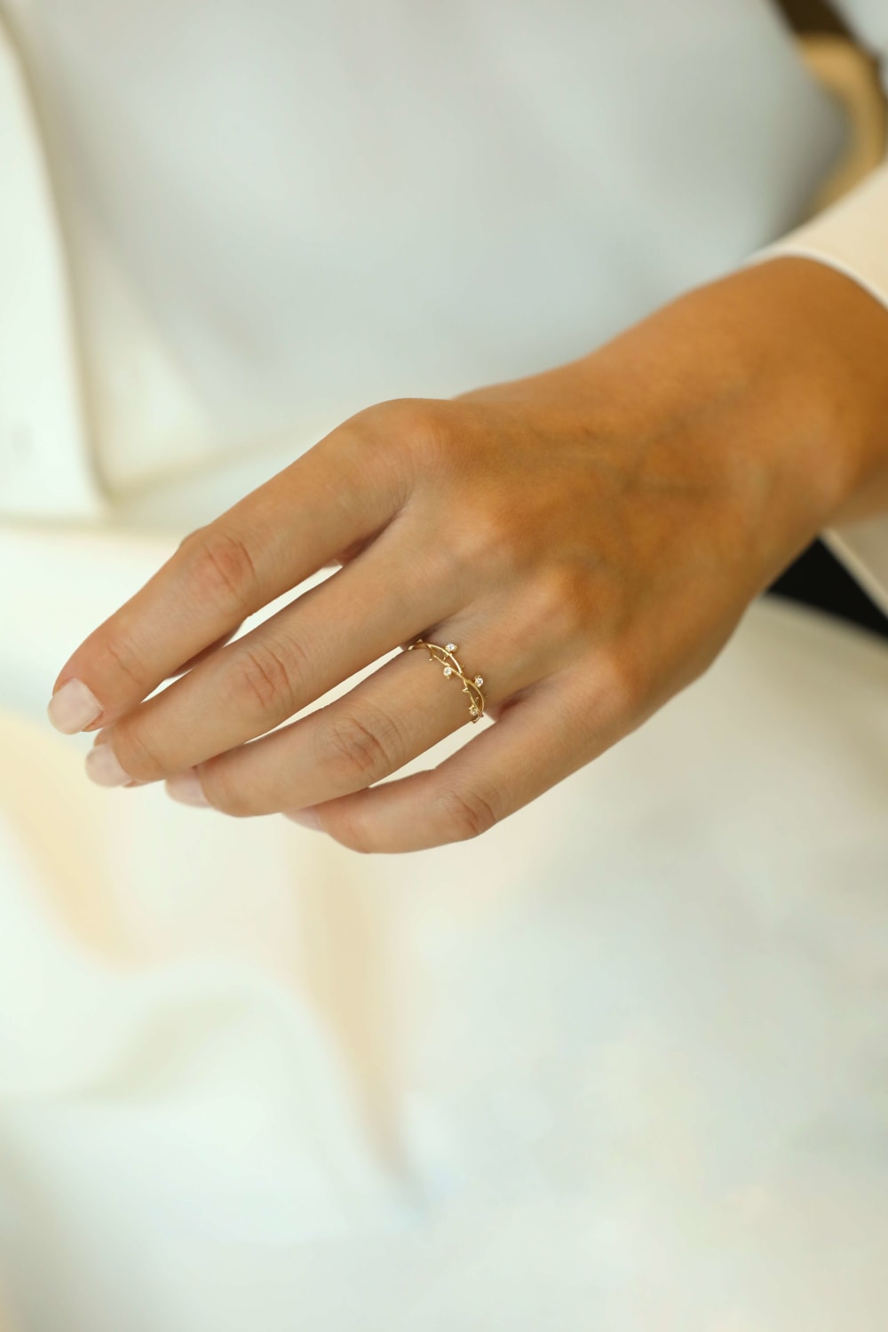 Başbuğ Mücevher-14 Ayar Altın Taşlı Sarmaşık Yüzük-Yüzük-1-Milagron.com