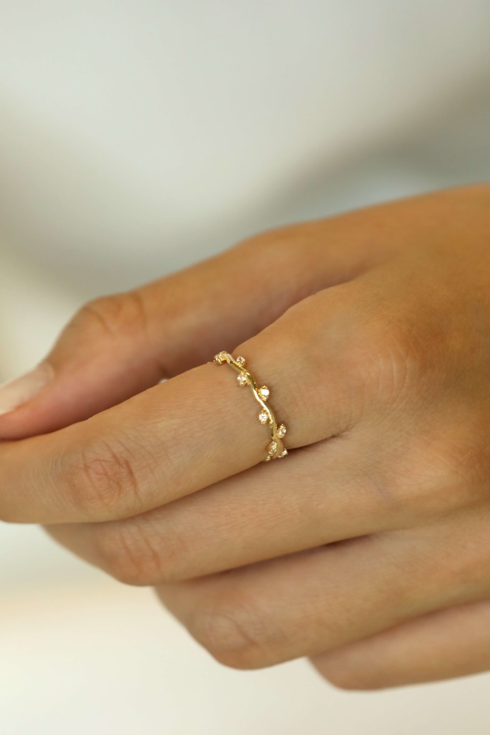 Başbuğ Mücevher-14 Ayar Altın Taşlı Sarmaşık Yüzük-Yüzük-1-Milagron.com