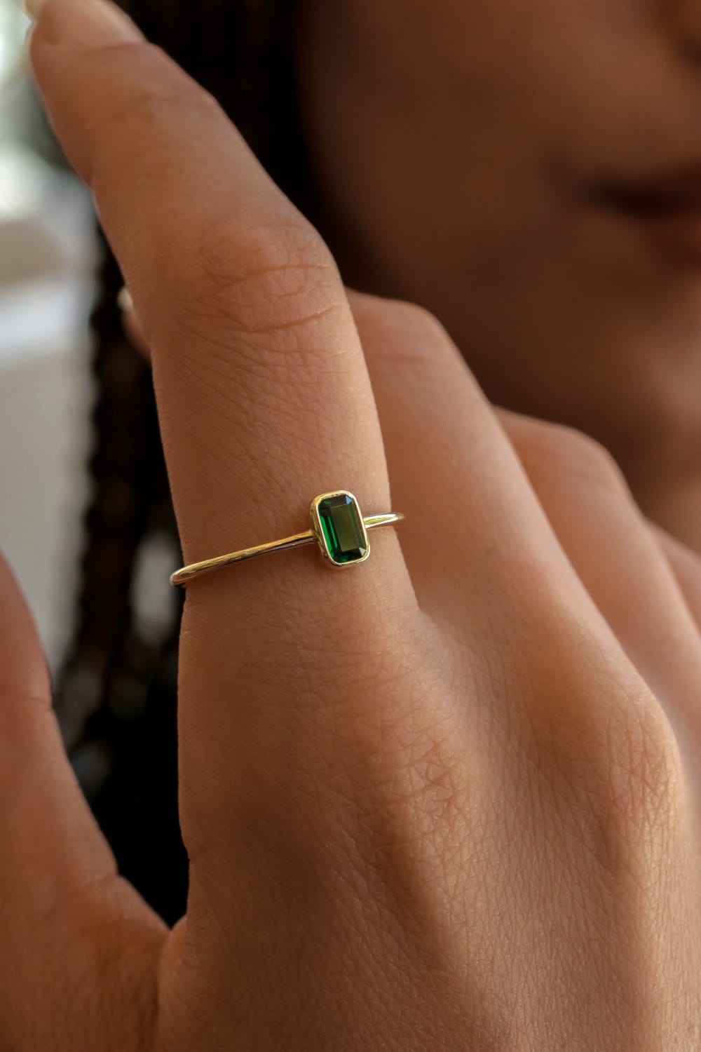 Başbuğ Mücevher-14 Ayar Altın Yeşil Taşlı Yüzük-Yüzük-2-Milagron.com