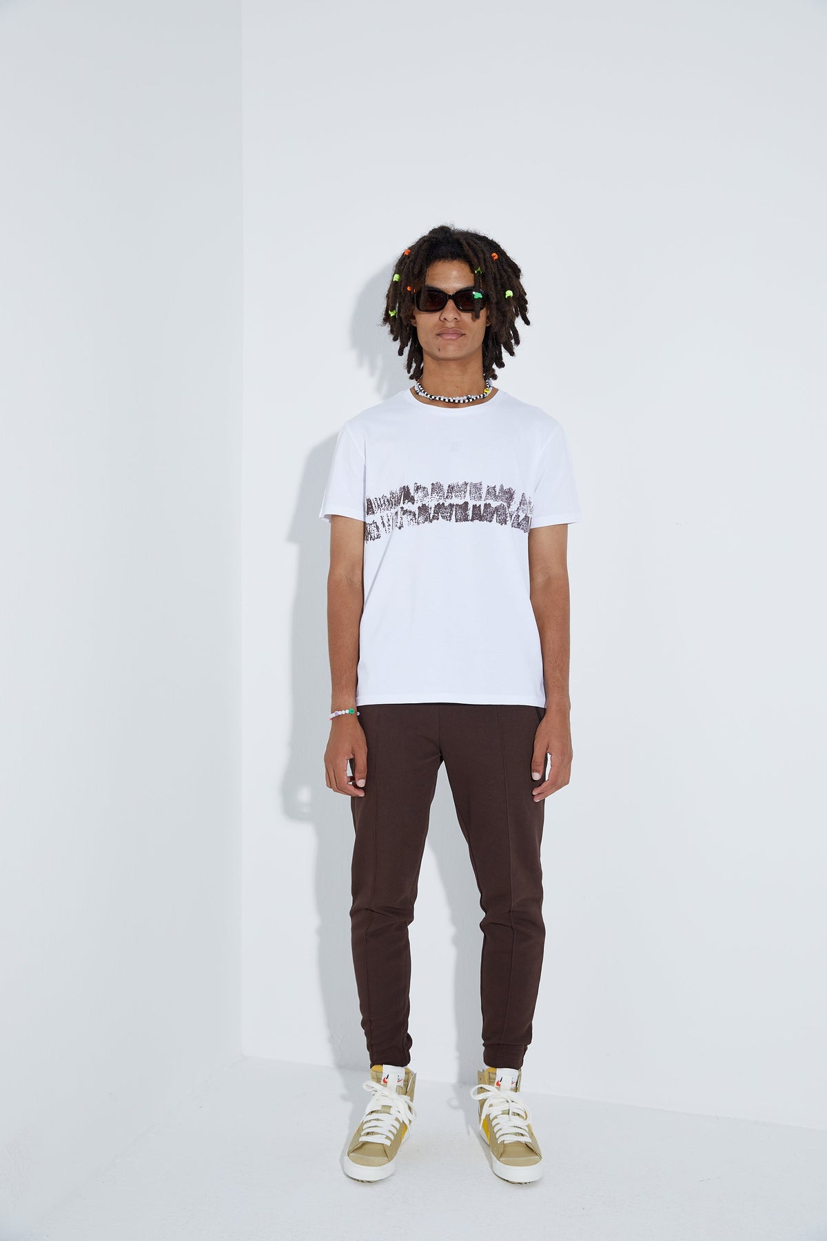 Batik T-Shirt - Beyaz/Kahverengi