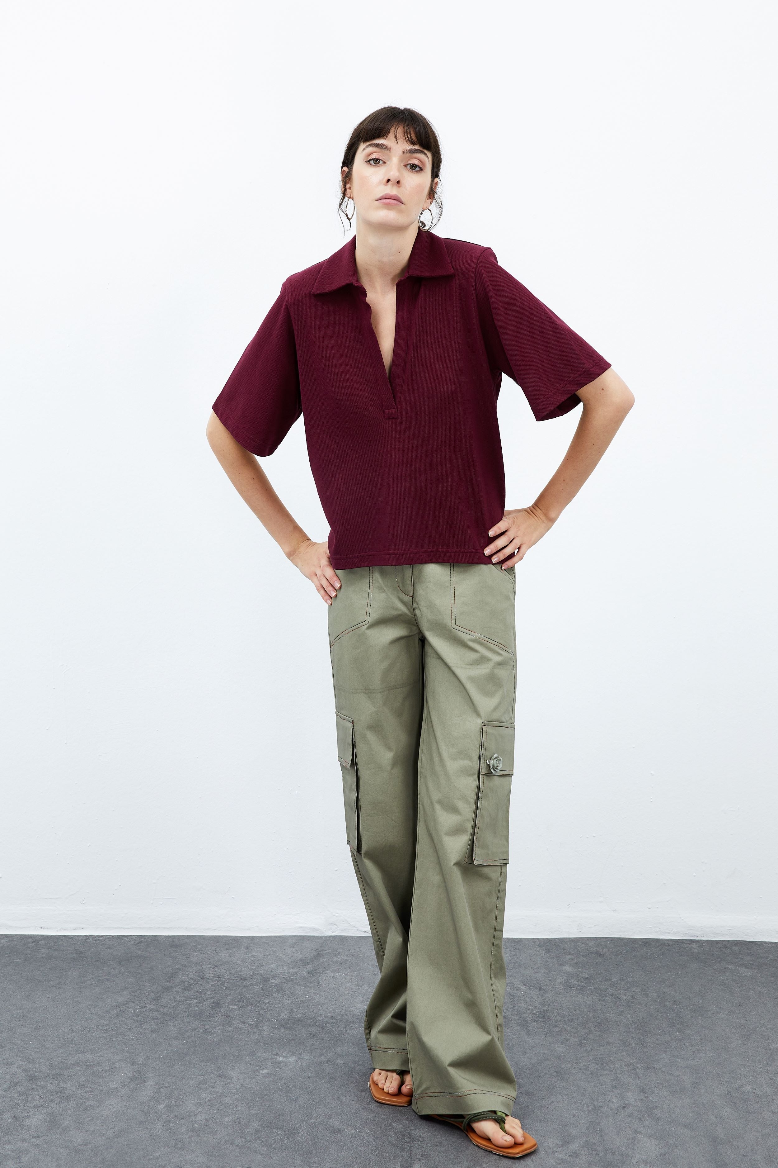Daisy Vatkalı Polo - Bordo