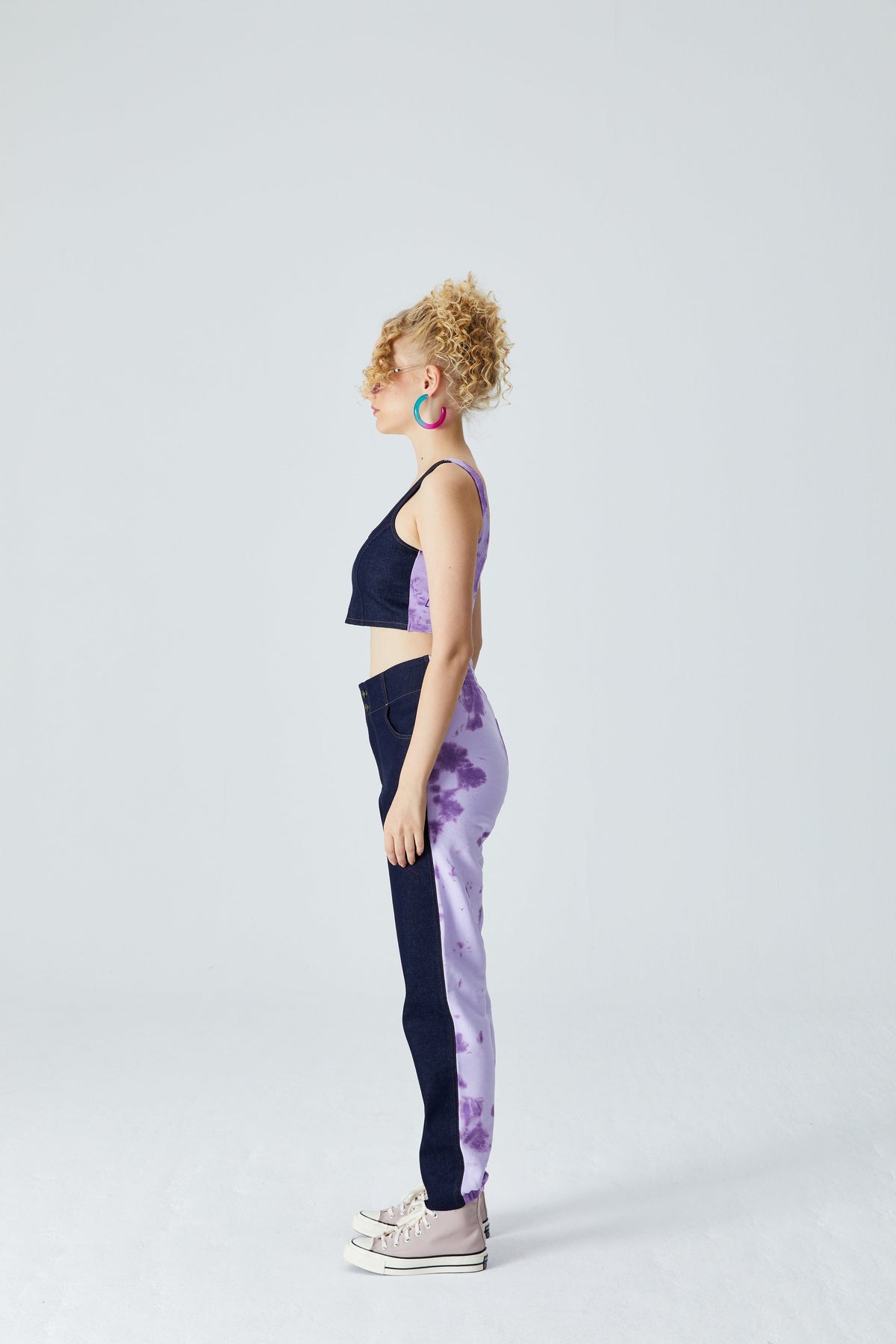 Denim Boyfriend Pantolon - Lacivert/Lila