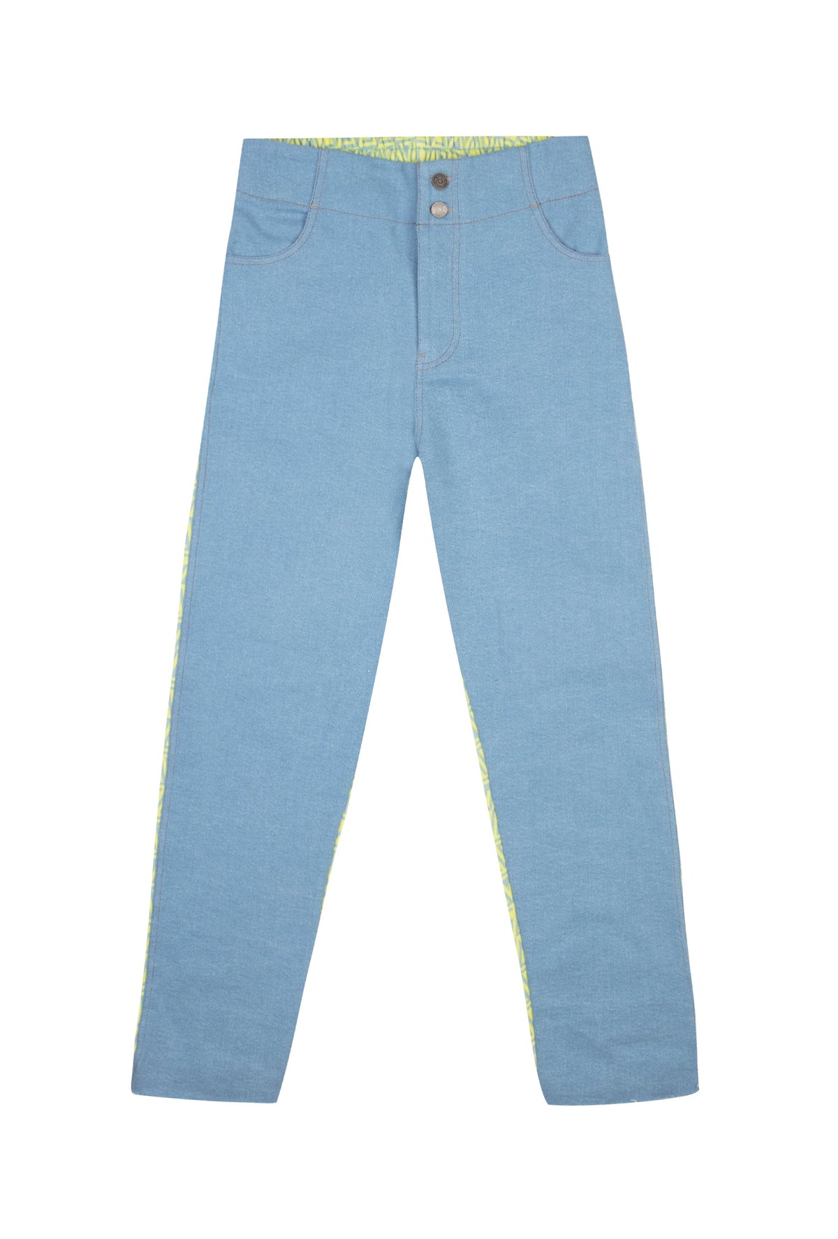 Denim Boyfriend Pantolon -Yeşil/Sarı