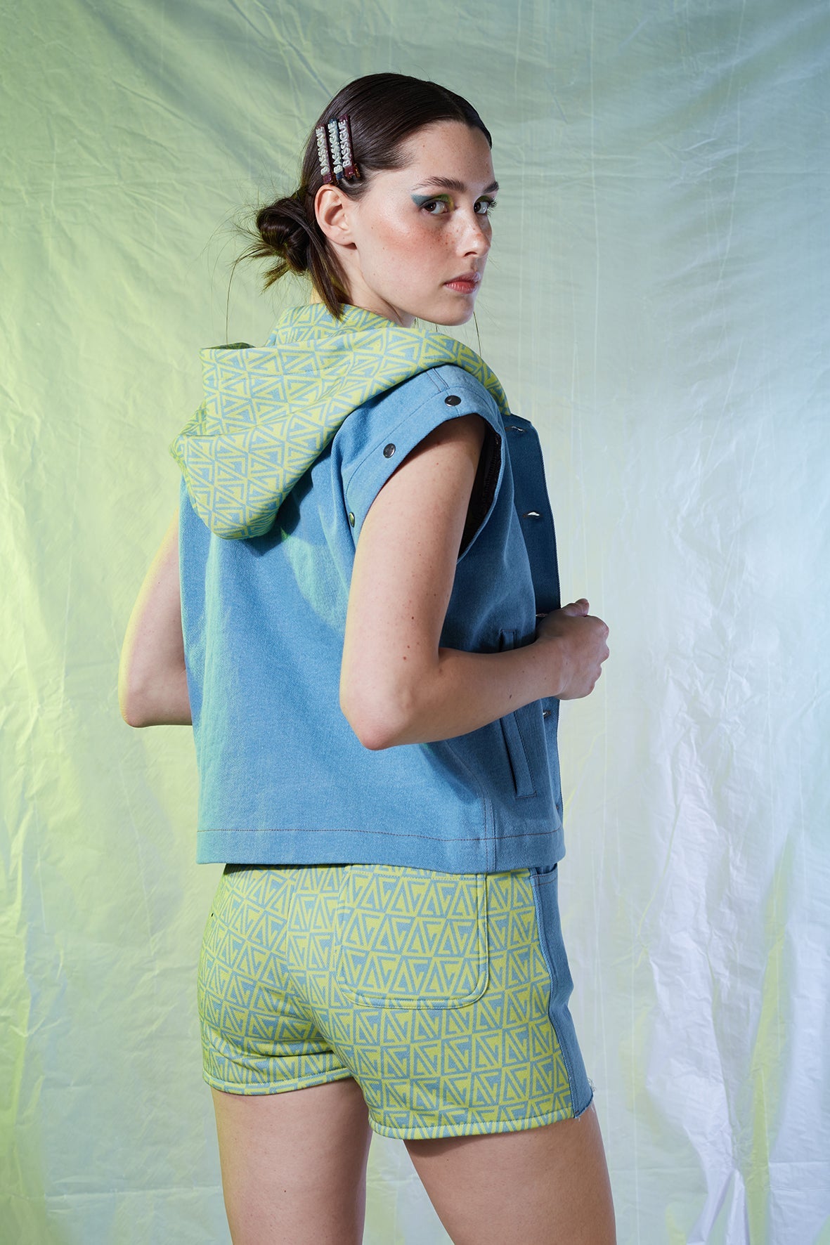 Denim Ceket - Yeşil/Sarı