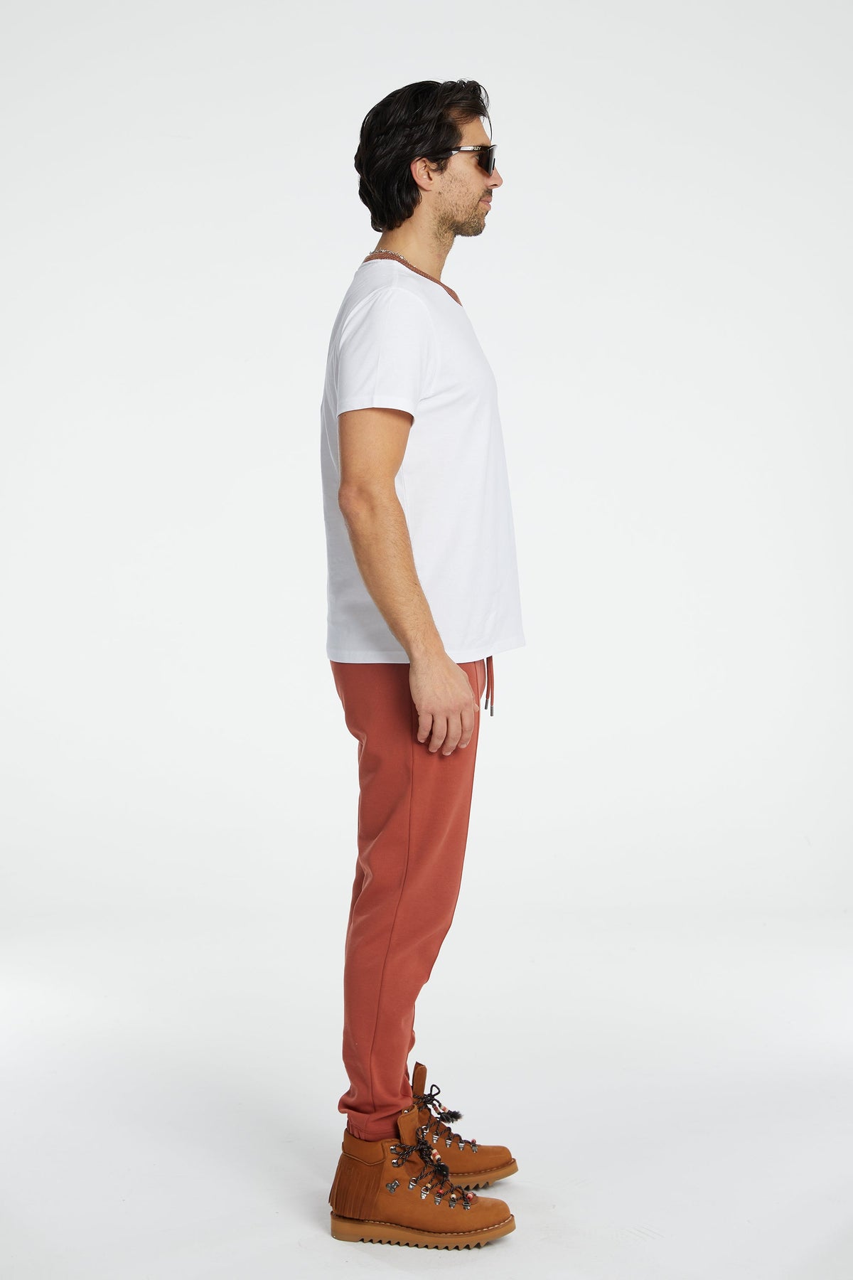 Denim Knit T-Shirt - Beyaz/Kiremit