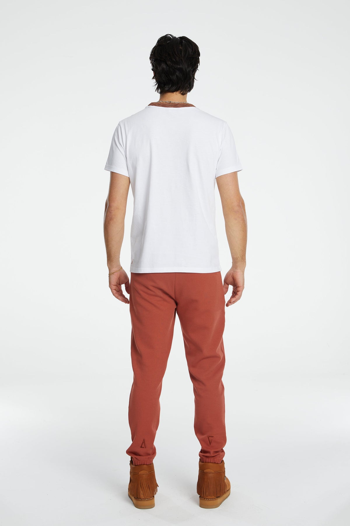 Denim Knit T-Shirt - Beyaz/Kiremit
