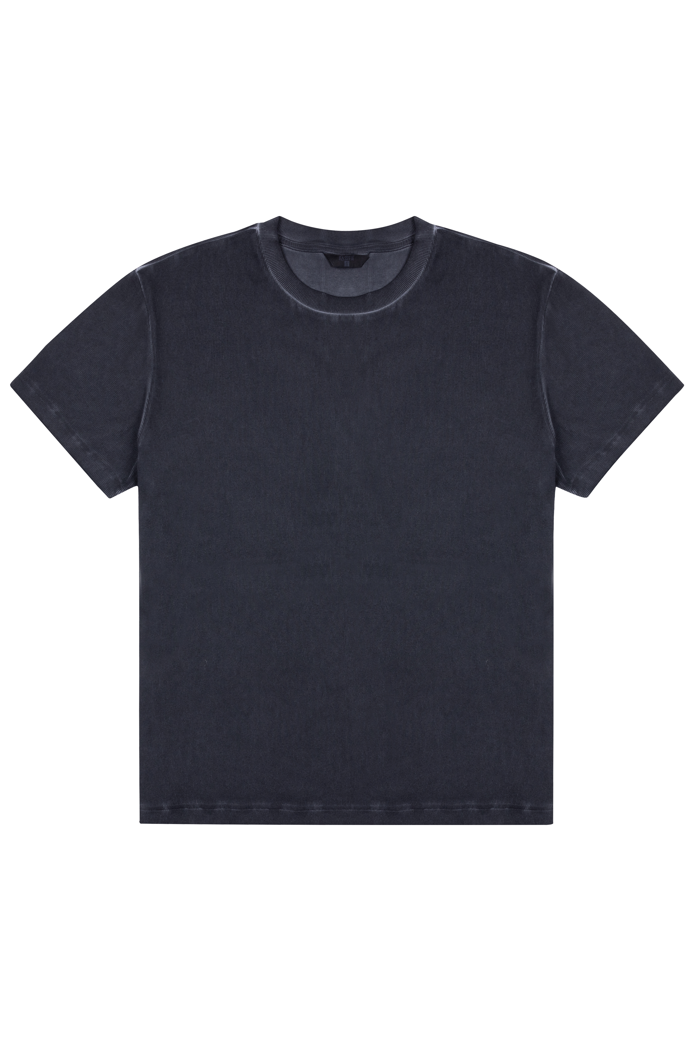 Eskitilmiş Fitilli T-Shirt - Siyah