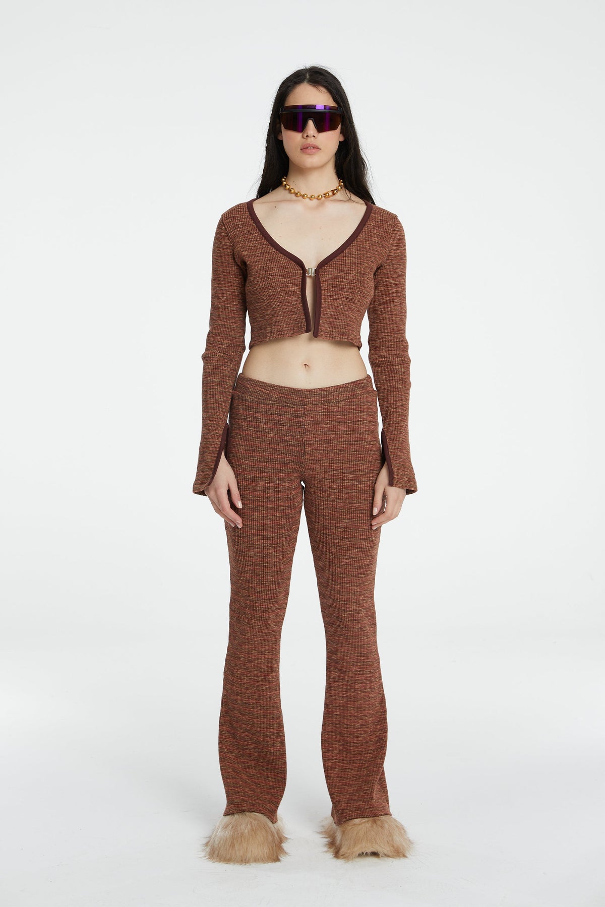 Flare Knit Pantolon- Kiremit