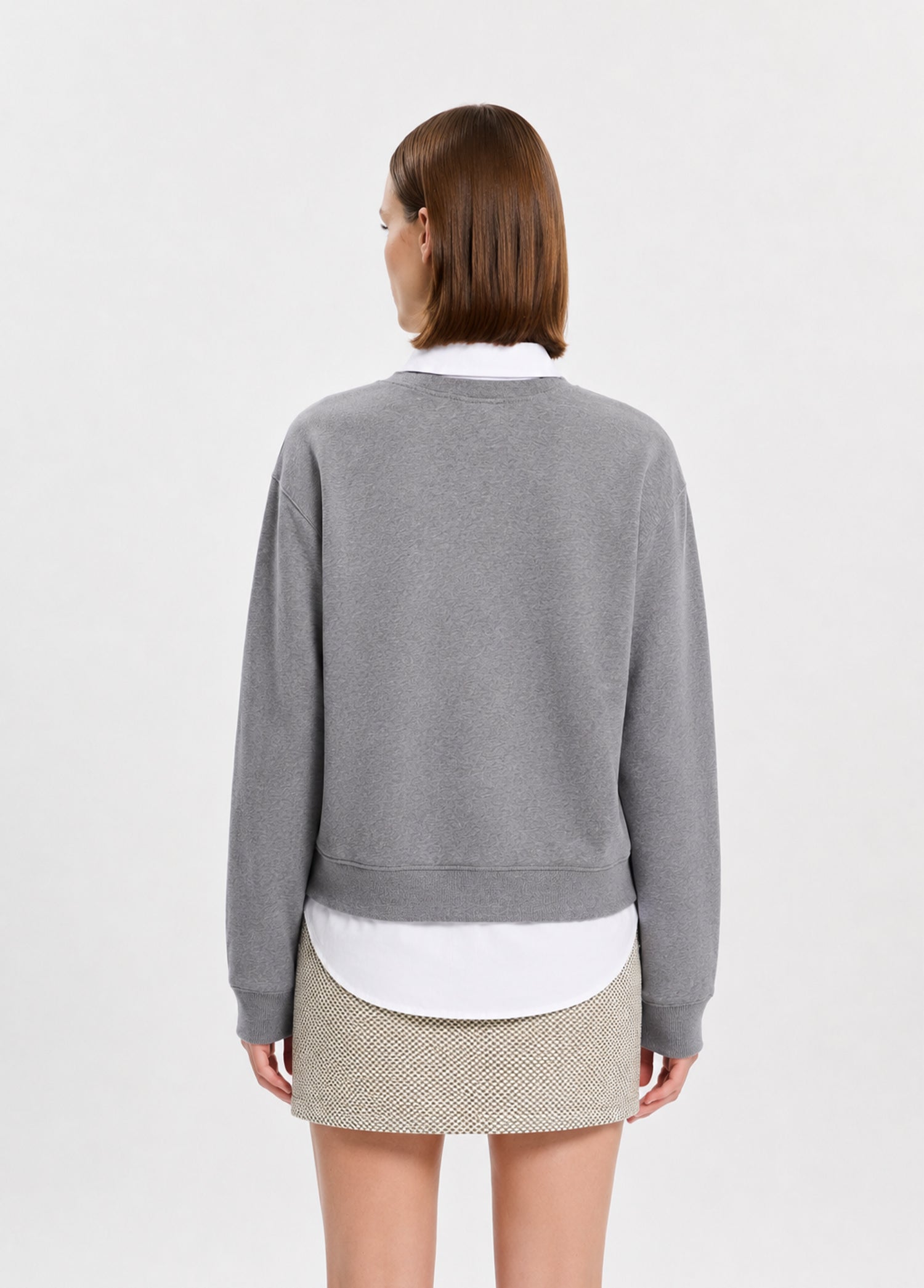 Gri Gömlek Katmanlı Sweatshirt