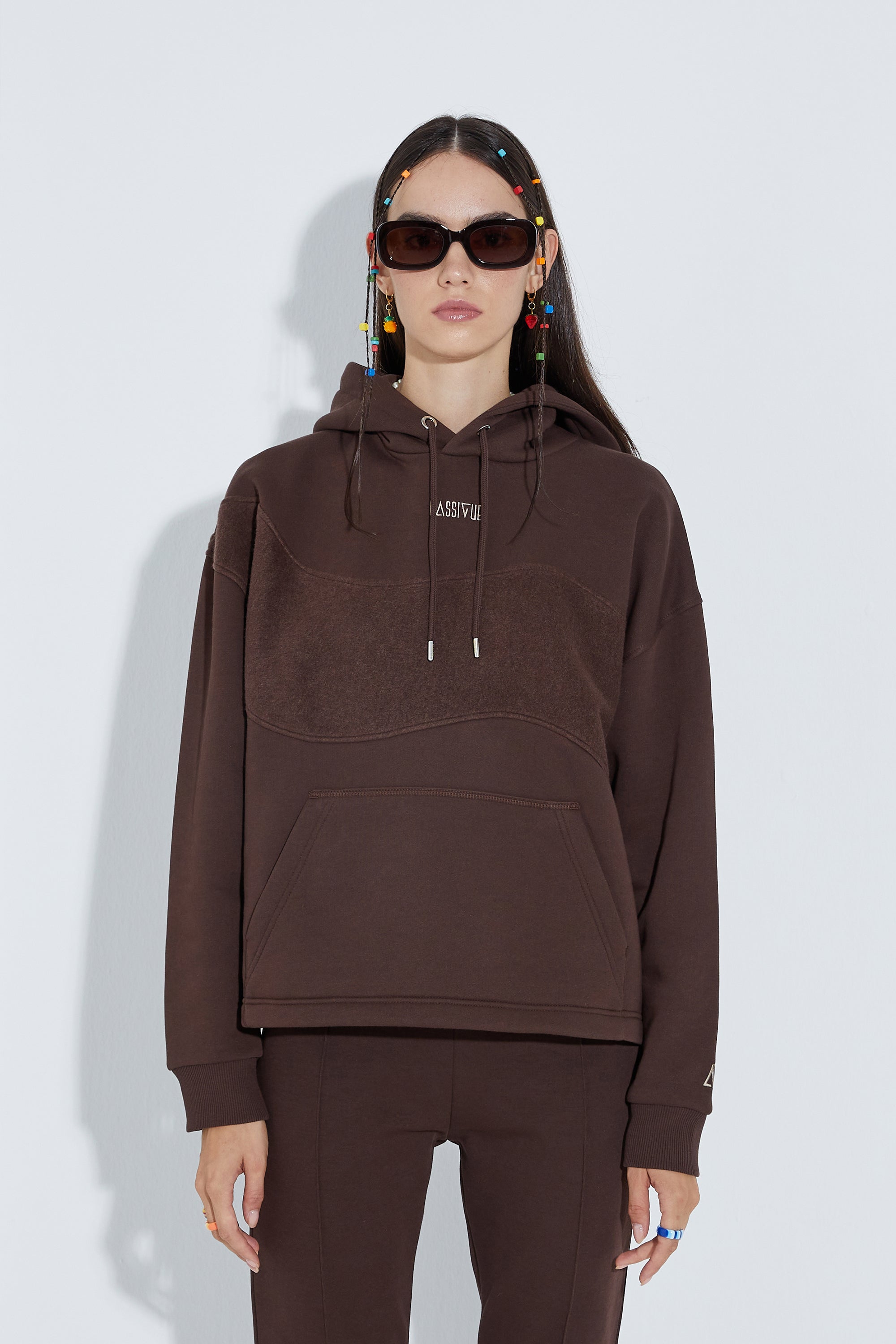 Kapüşonlu Sweatshirt - Kahverengi