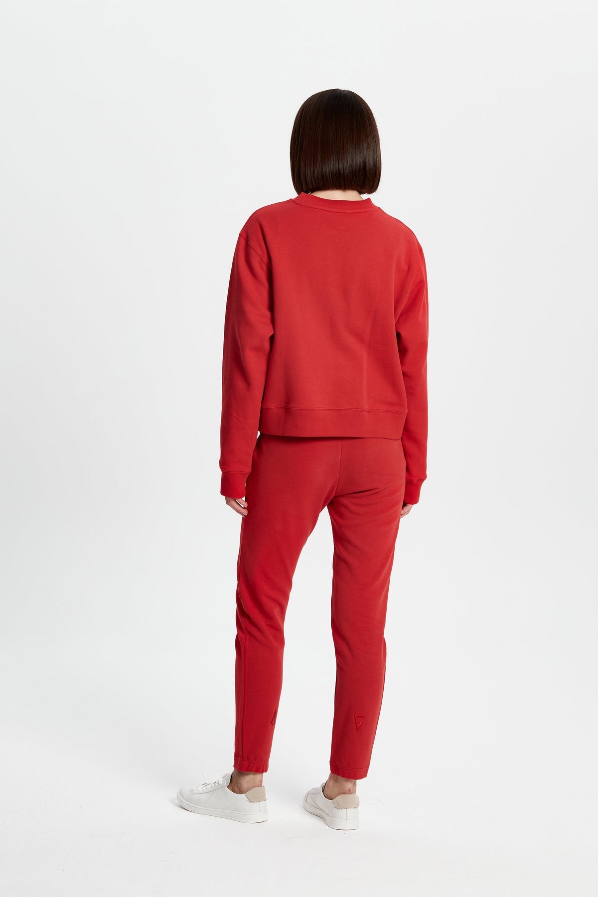 Kırmızı Klasik Bisiklet Yaka Sweatshirt