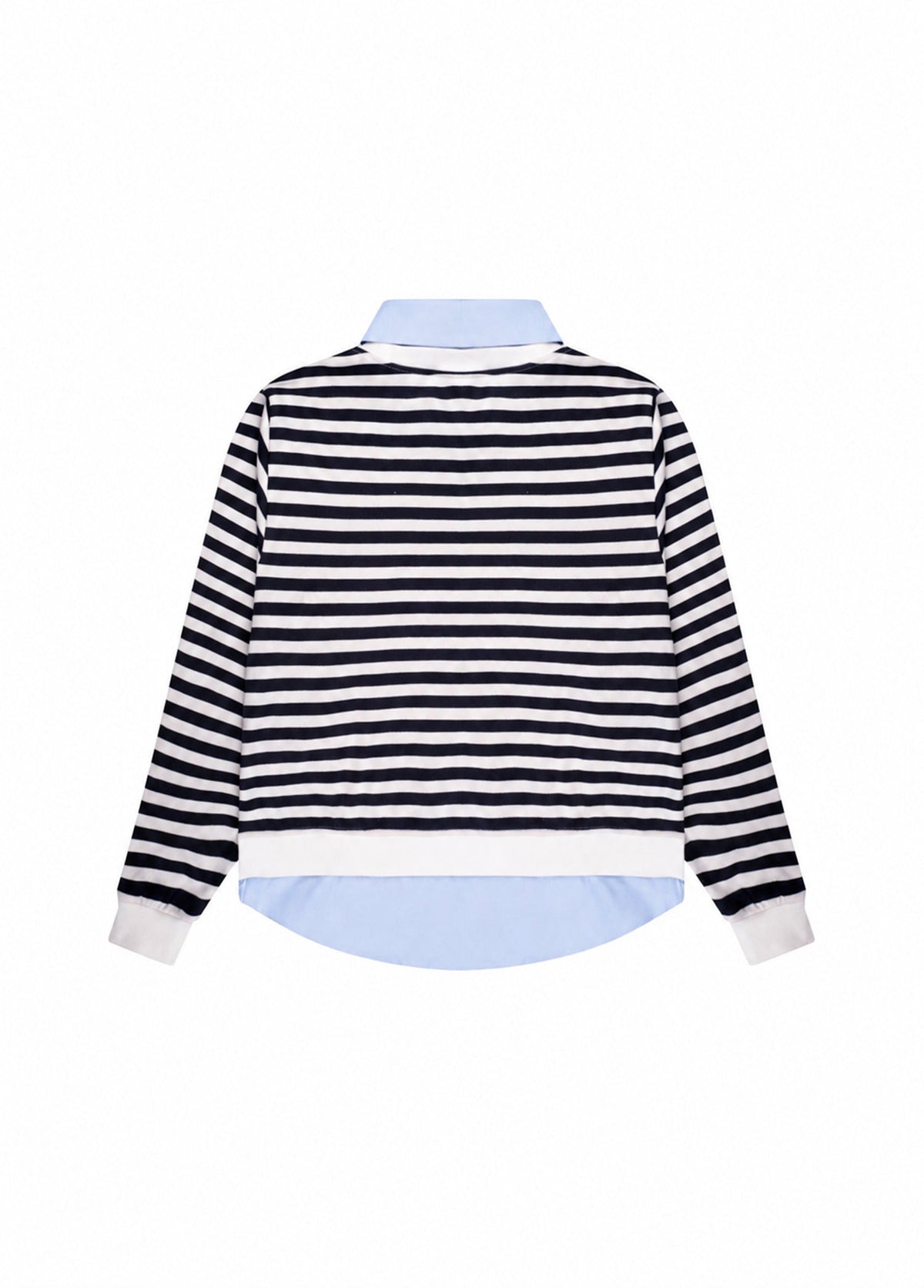 Lacivert Çizgili Gömlek Katmanlı Sweatshirt