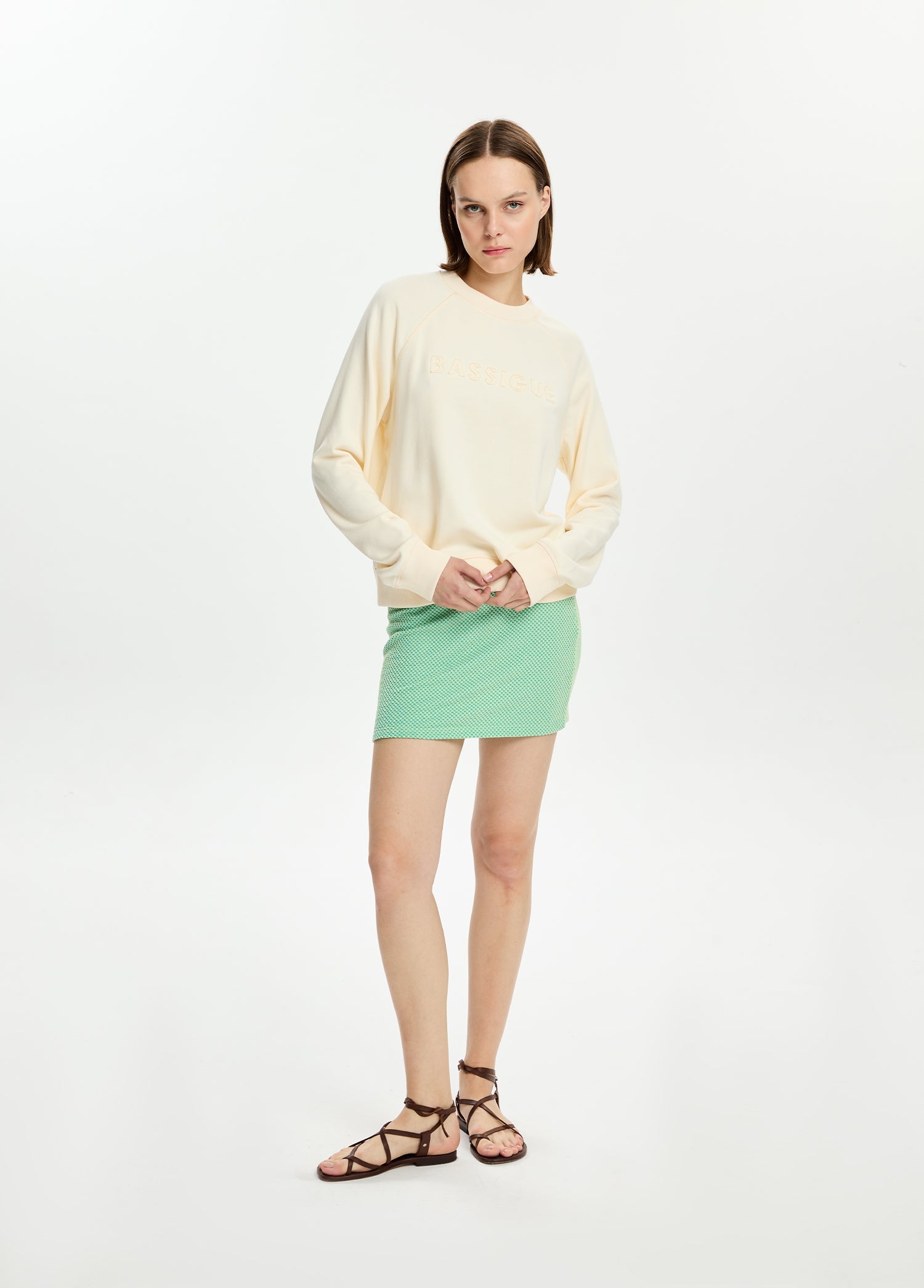 Logo Nakışlı Bisiklet Yaka Sweatshirt