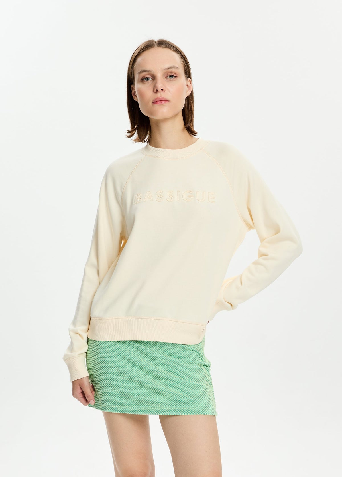 Logo Nakışlı Bisiklet Yaka Sweatshirt