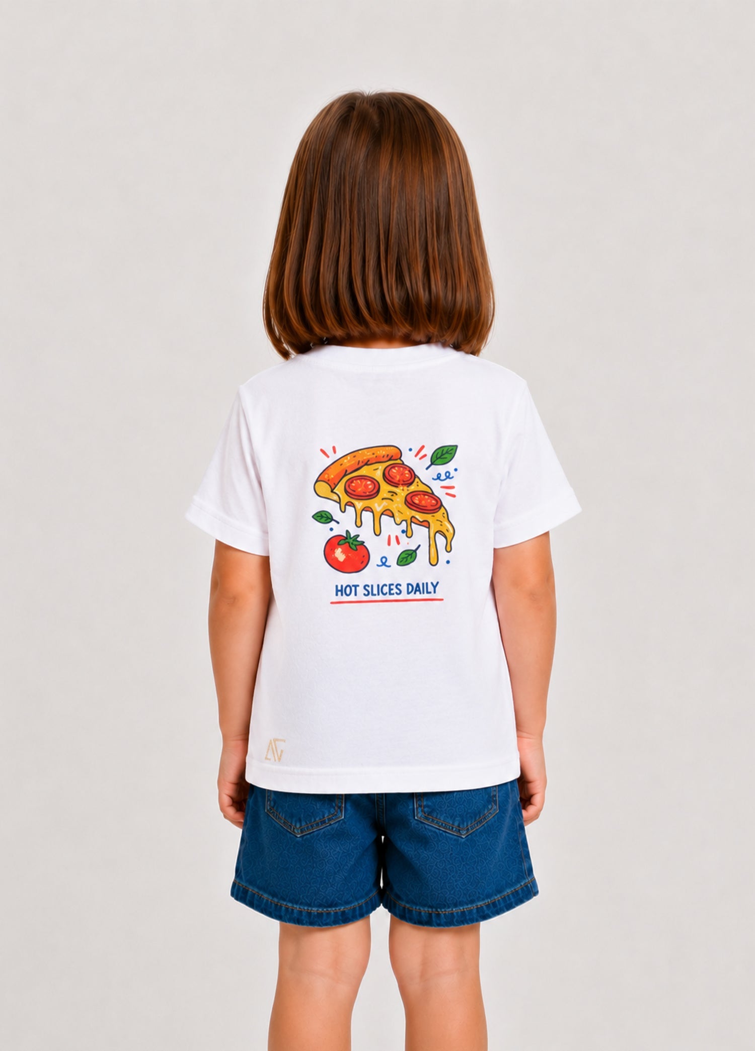 Unisex Çocuk Beyaz Pizza T-Shirt