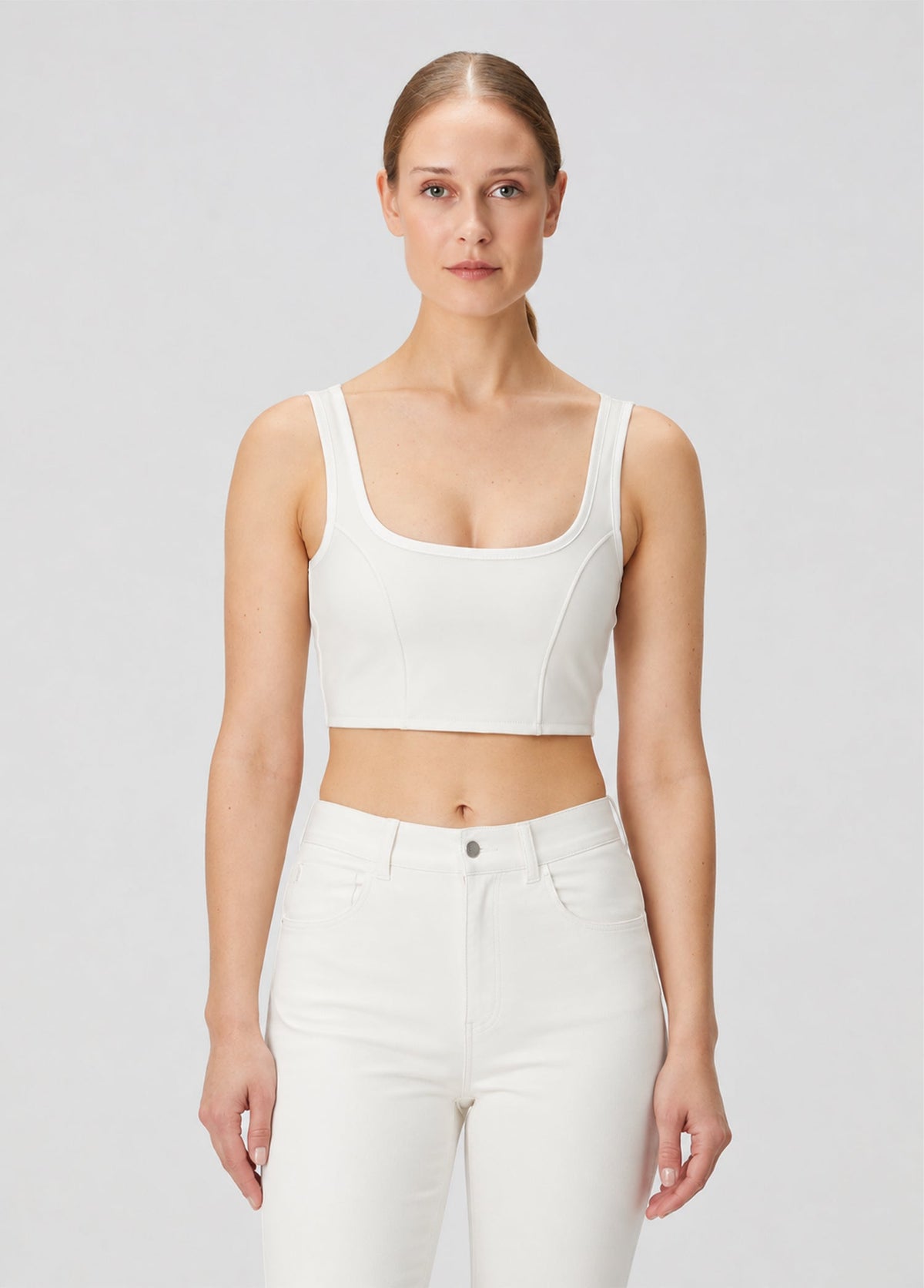 Vegan Deri Tank Top - Beyaz
