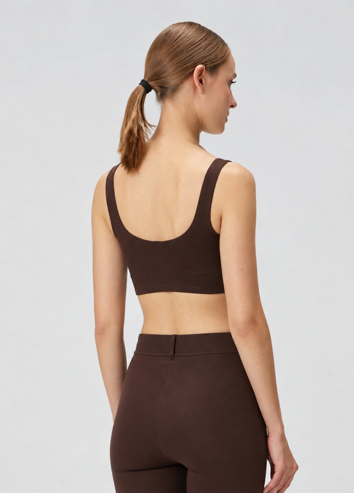 Vegan Deri Tank Top - Kahverengi