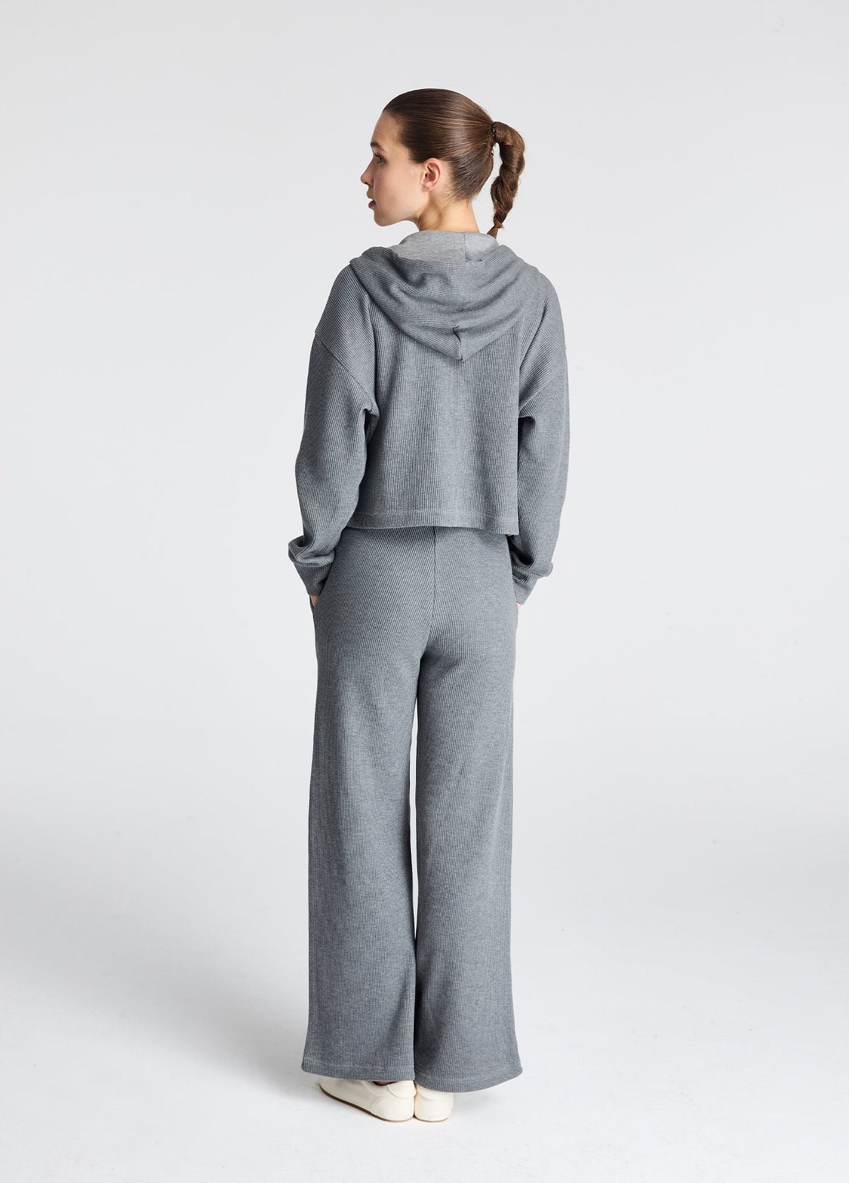 Waffle Dokulu Fermuarlı Sweatshirt
