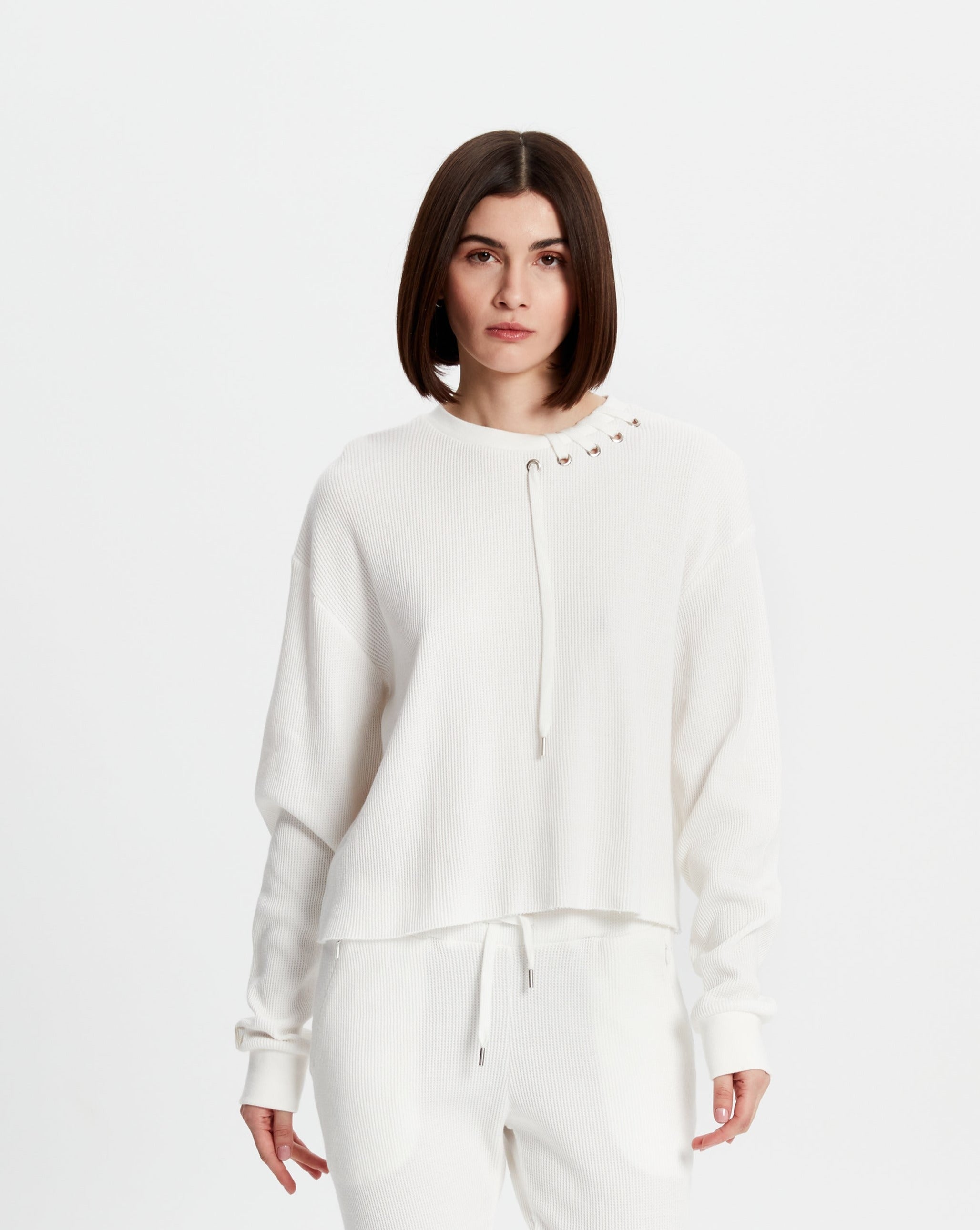Waffle Sweatshirt - Beyaz