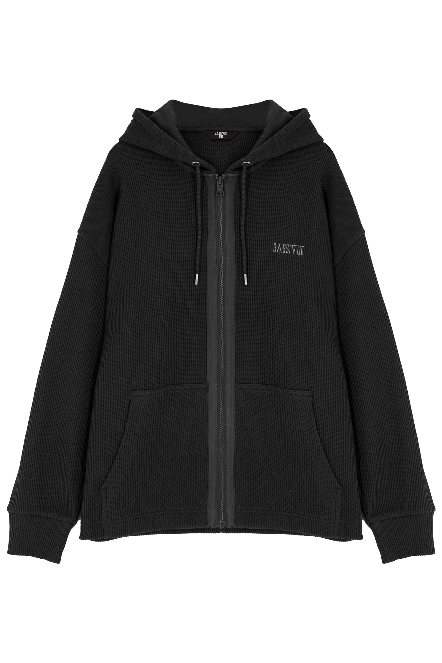 Waffle Zipper Sweatshirt - Siyah