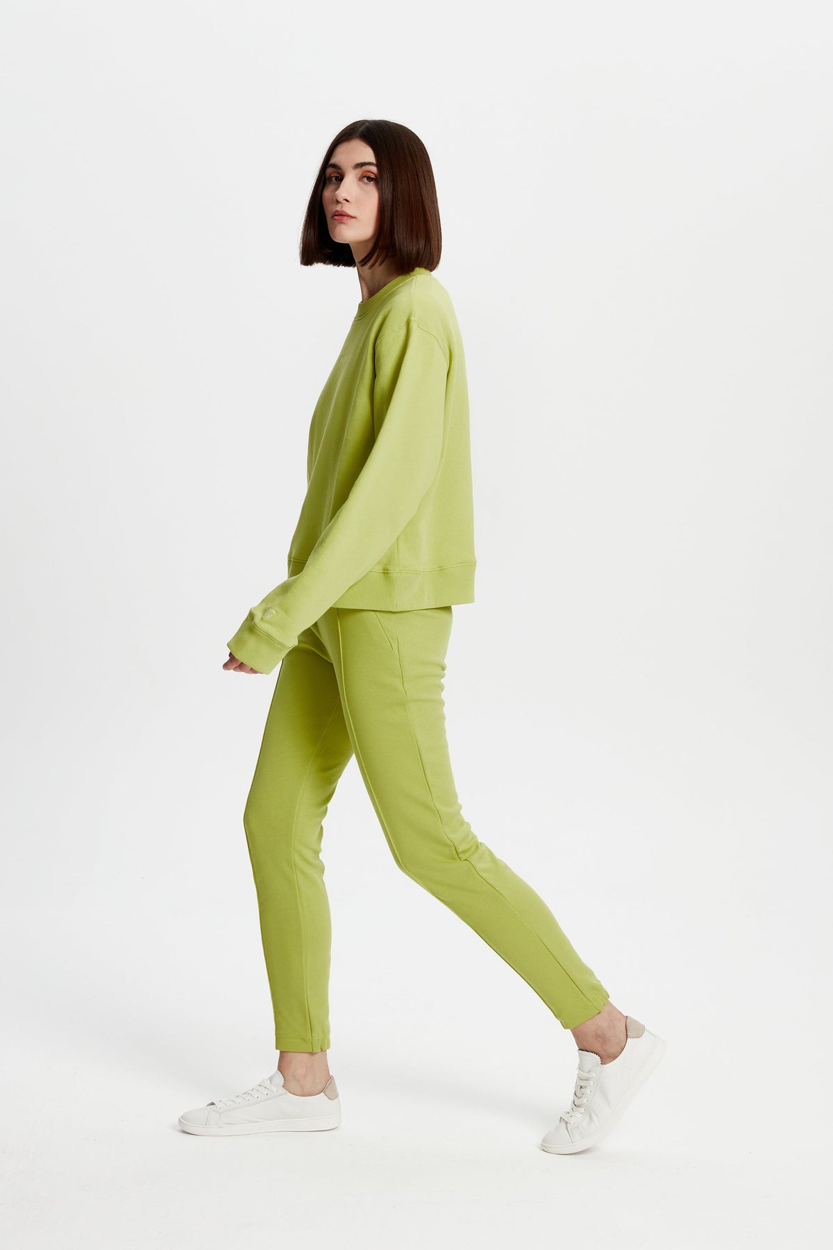 Yeşil Klasik Bisiklet Yaka Sweatshirt
