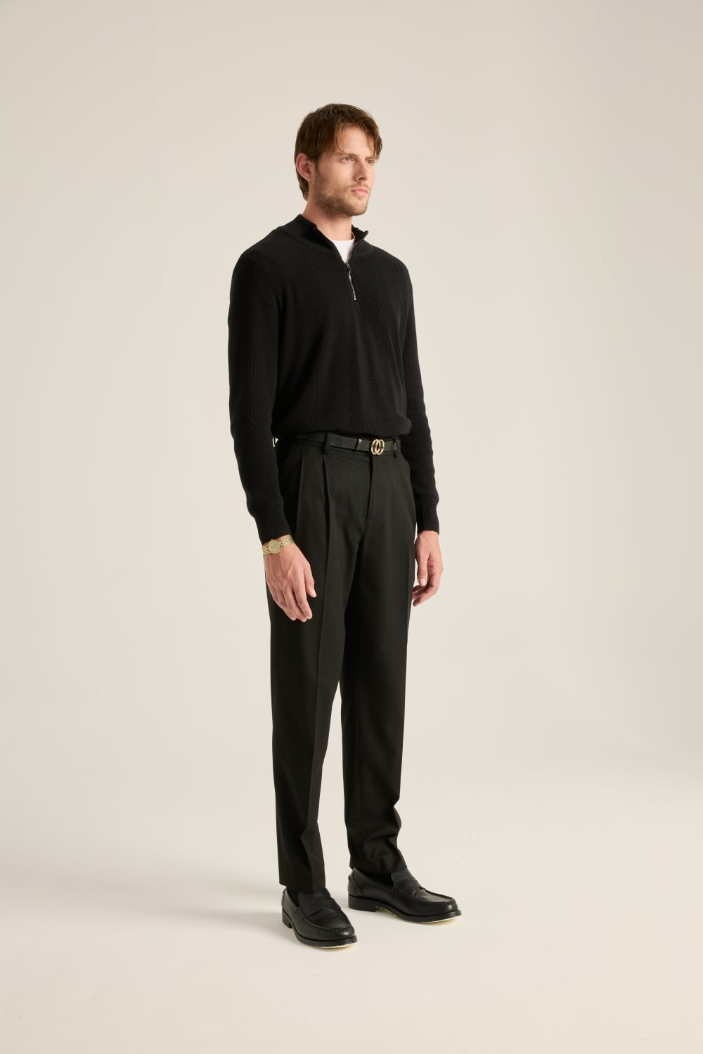 Batts-Marcus Yüksel Bel Pantolon Siyah-Pantolon-1-Milagron.com