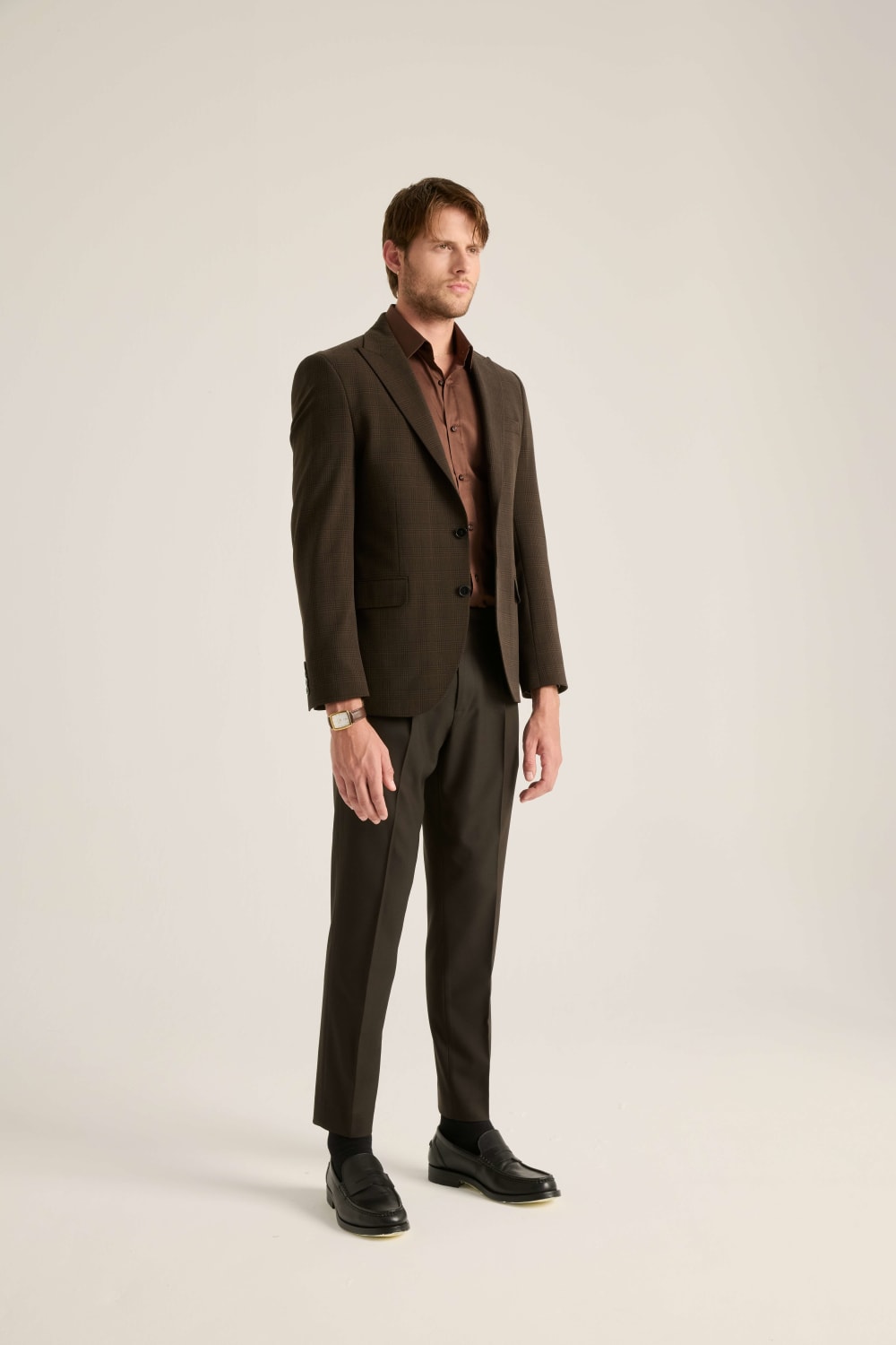 Batts-Matteo Blazer Kareli Koyu Kahve-Ceket-3-Milagron.com